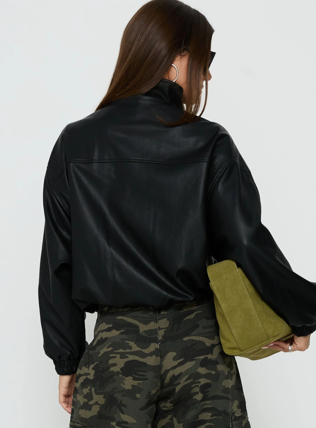 Dialtone Funnel Neck Faux Leather Jacket Black - Image 5