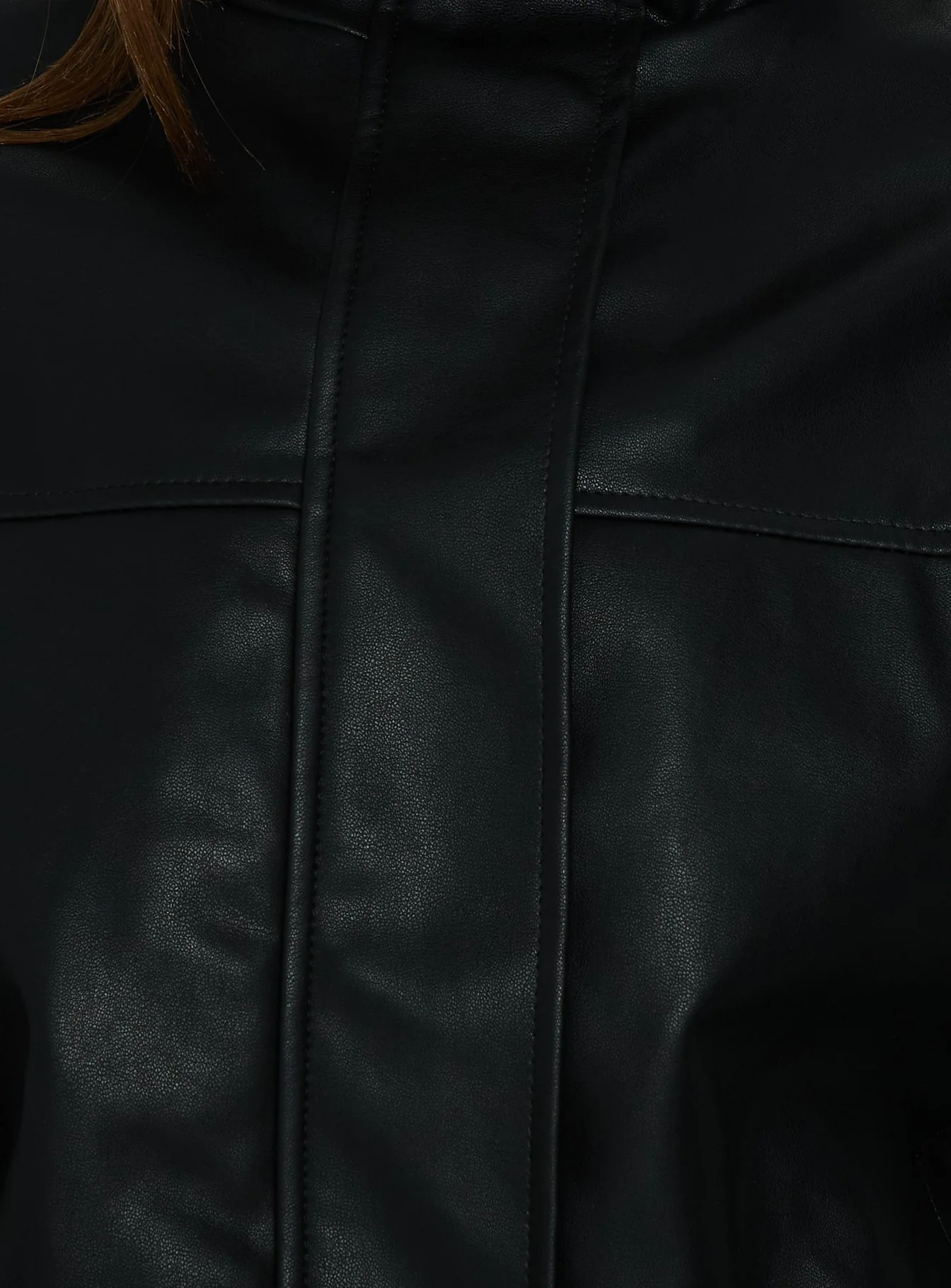 Dialtone Funnel Neck Faux Leather Jacket Black - Image 6