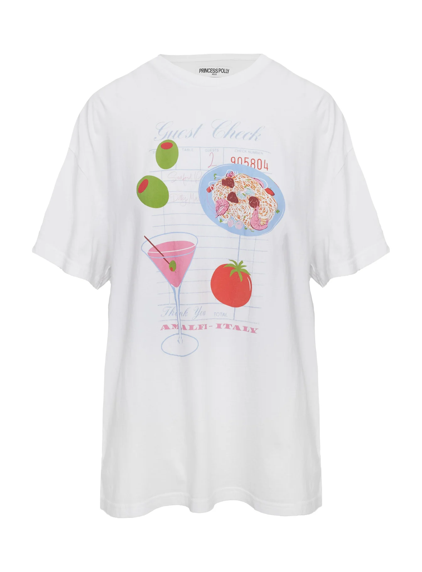 Dine With Me Oversized Graphic Top White - Image 5
