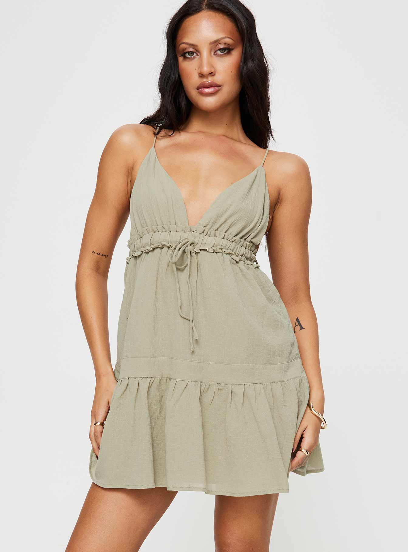 Dionne Mini Dress Olive - Image 2