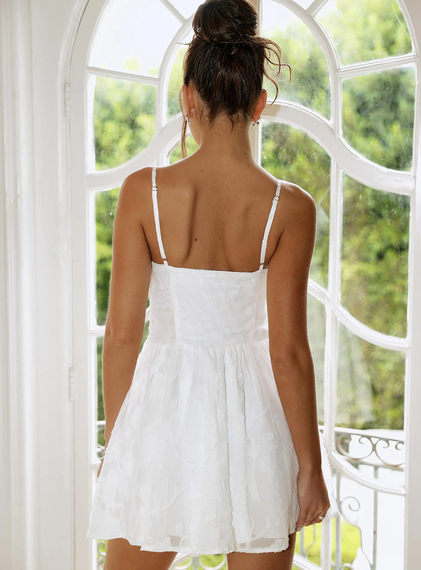 Diviner Burnout Mini Dress White - Image 4
