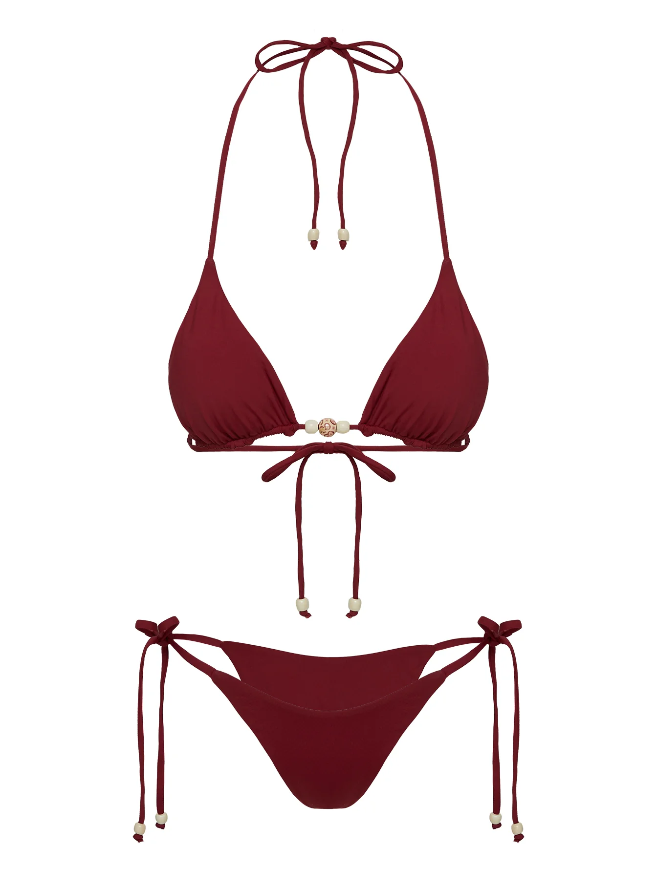Dizon Tie Side Bikini Bottoms Burgundy - Image 5