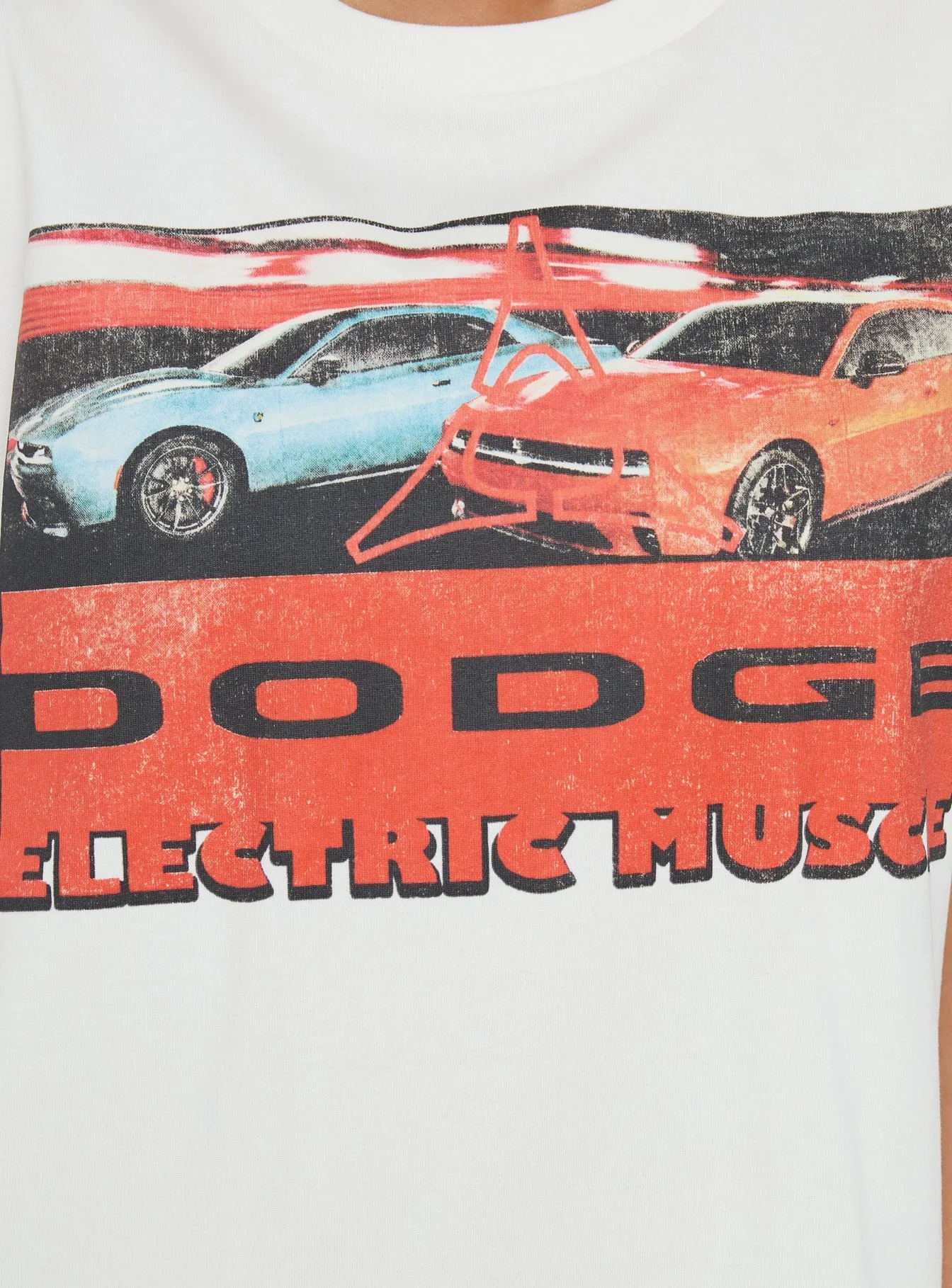 Dodge Electric Muscle Oversized Graphic Tee White - Image 6