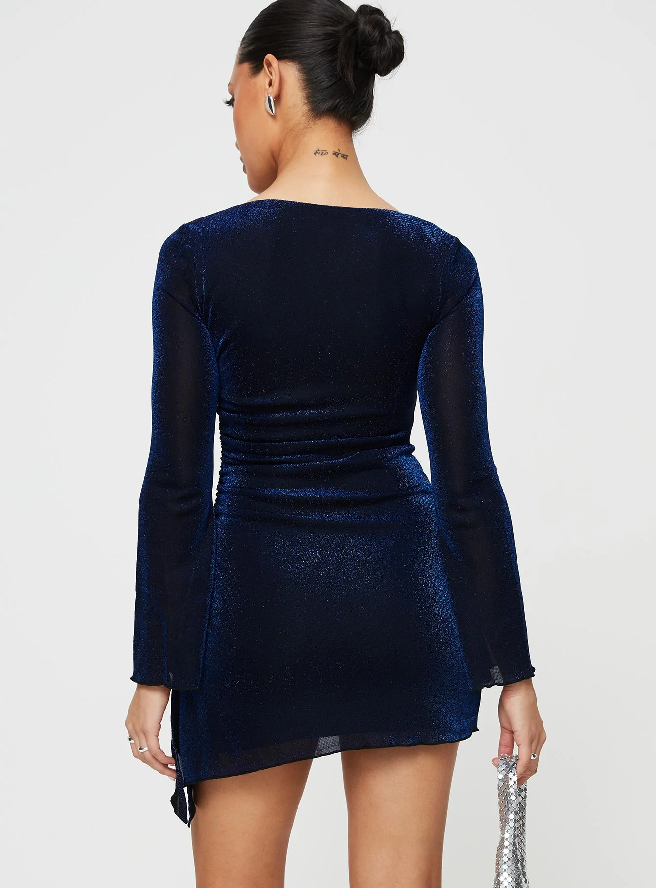 Donelli Long Sleeve Mini Dress Navy - Image 5
