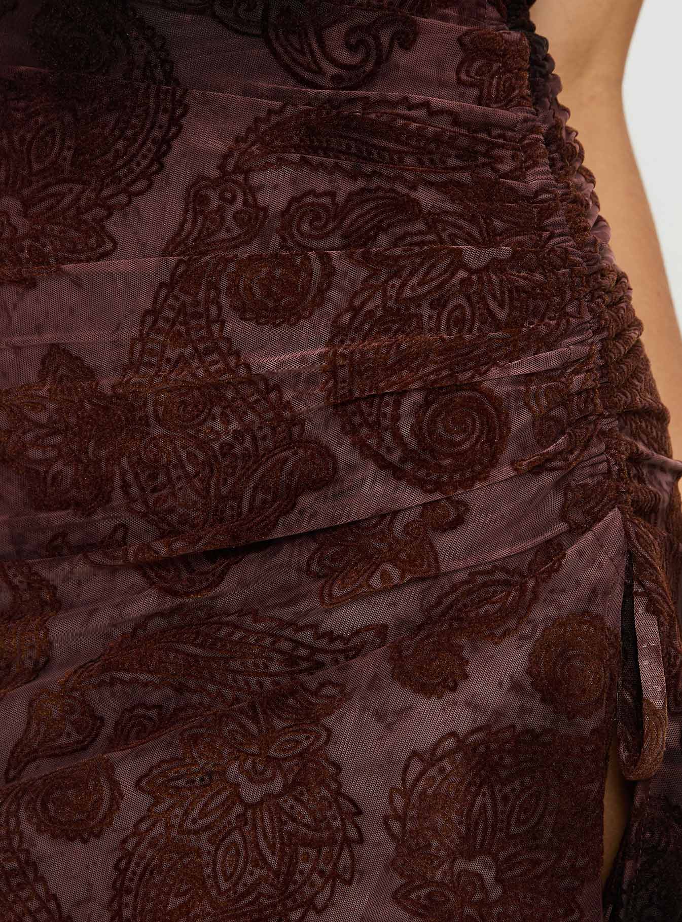 Donelli Mini Dress Brown Paisley - Image 6