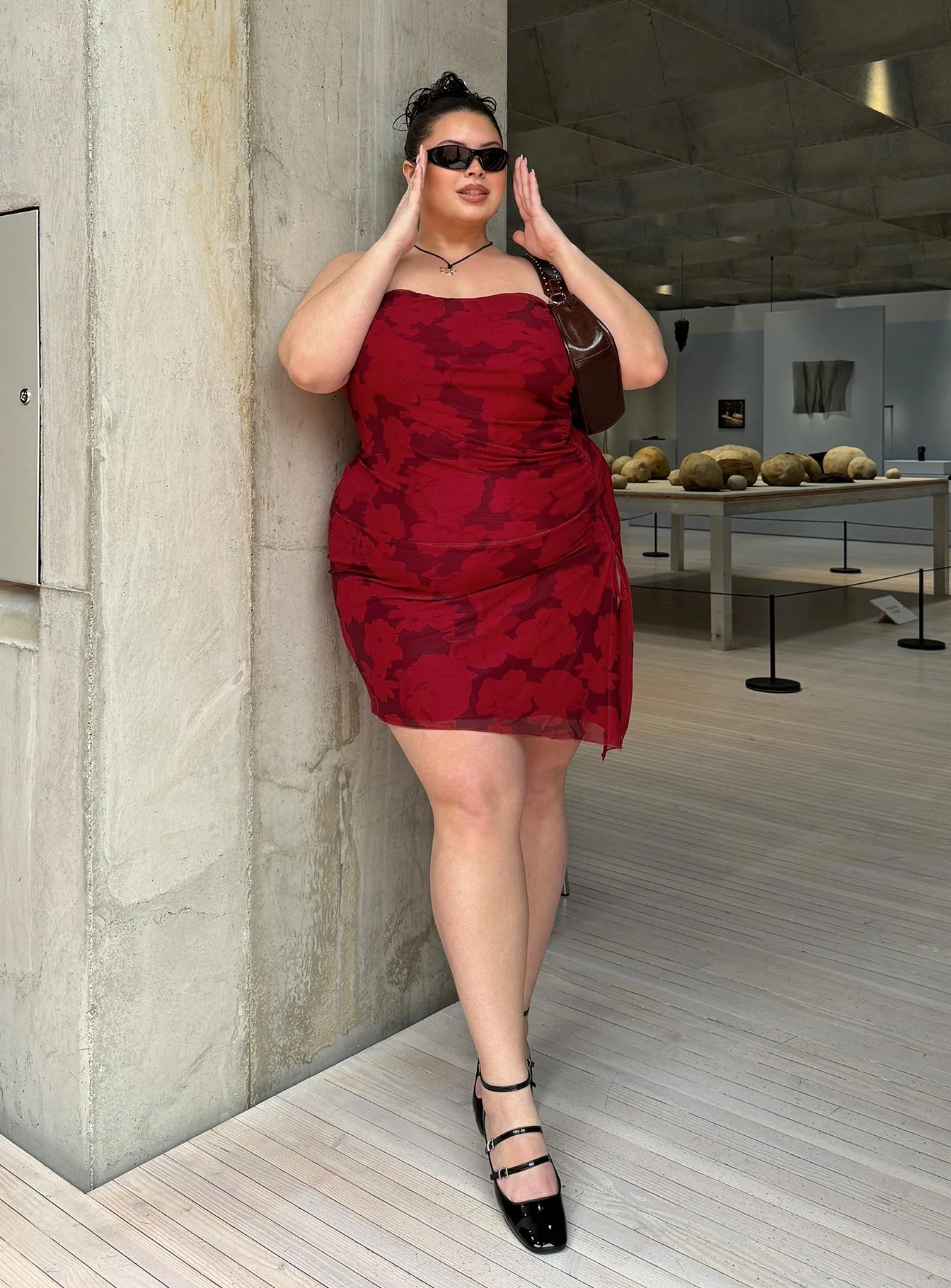 Donelli Mini Dress Burgundy / Red Floral Curve - Image 10