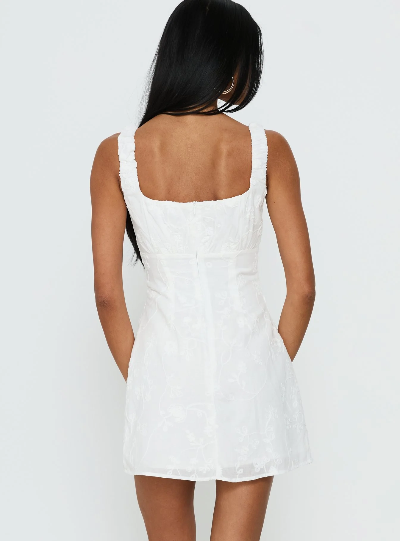 Donnamarie Embroidered Mini Dress White - Image 5