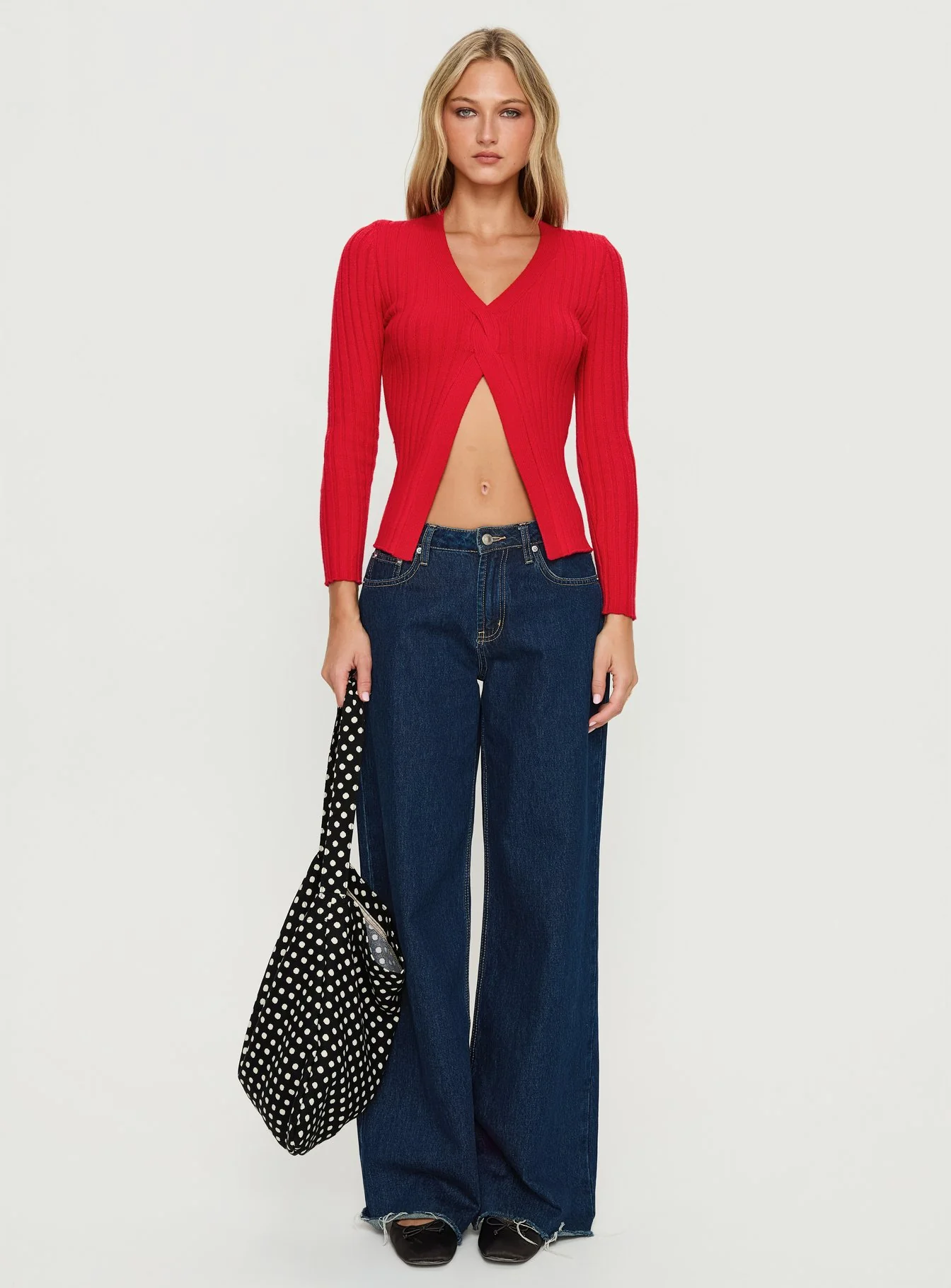 Donya Twist Detail Long Sleeve Top Red - Image 6