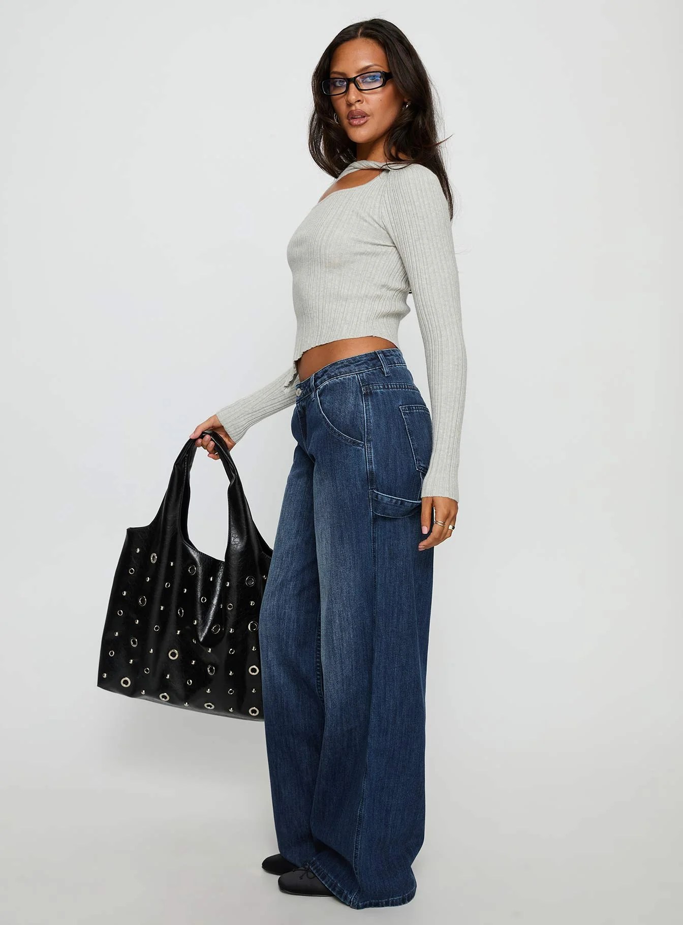 Downtowner Low Rise Cargo Jeans Mid Blue Wash - Image 4