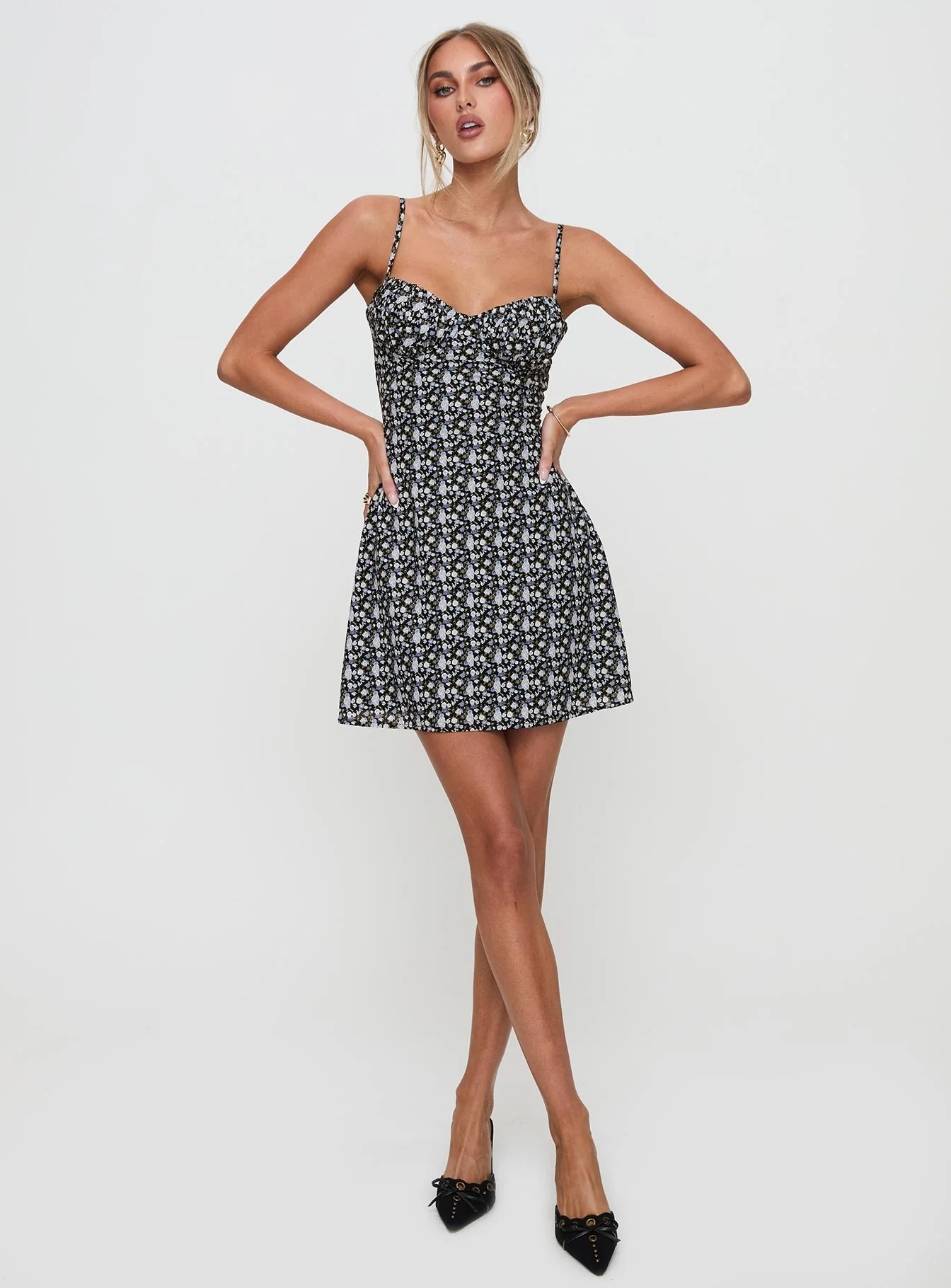 Draven Mini Dress Black Multi - Image 3