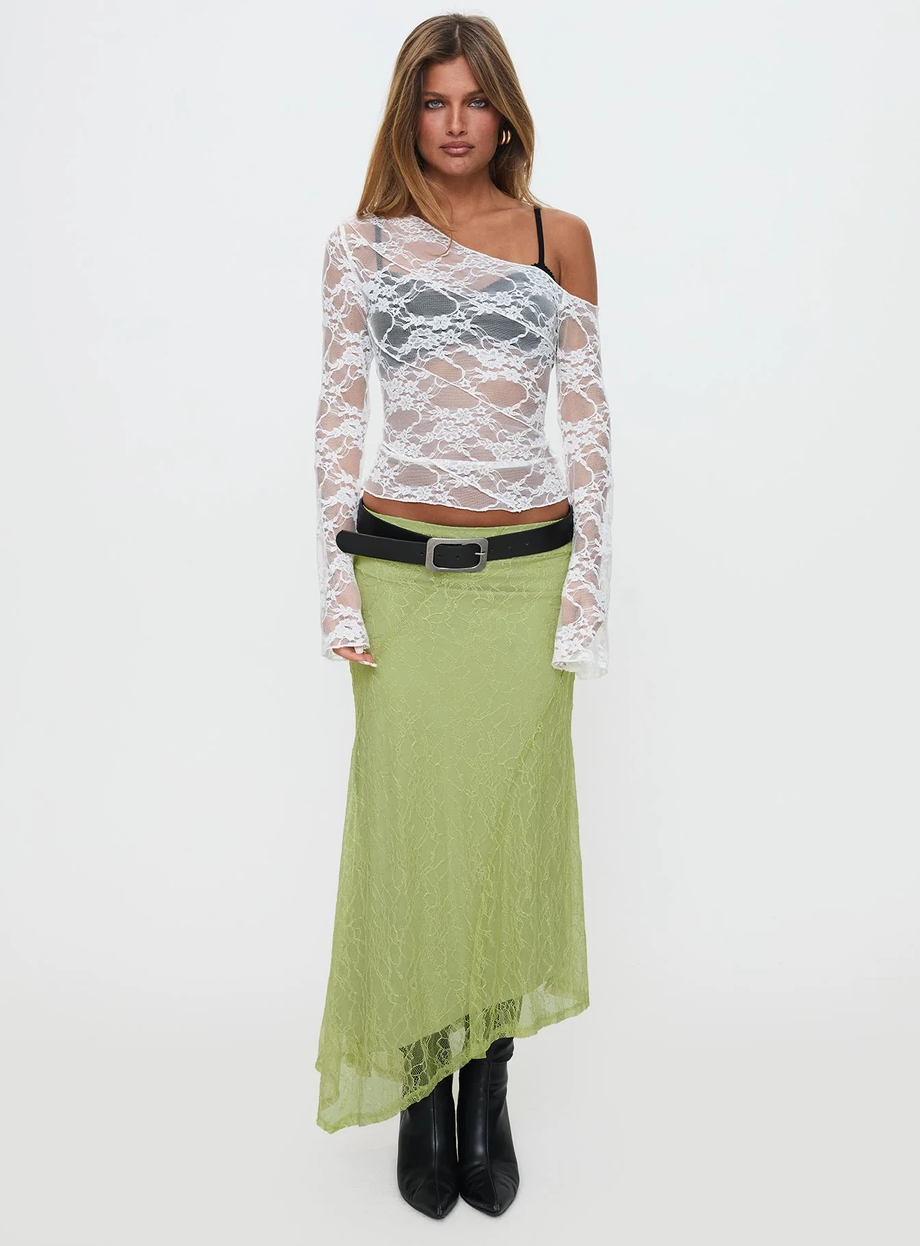 Dreamcatcher Lace Maxi Skirt Green - Image 9