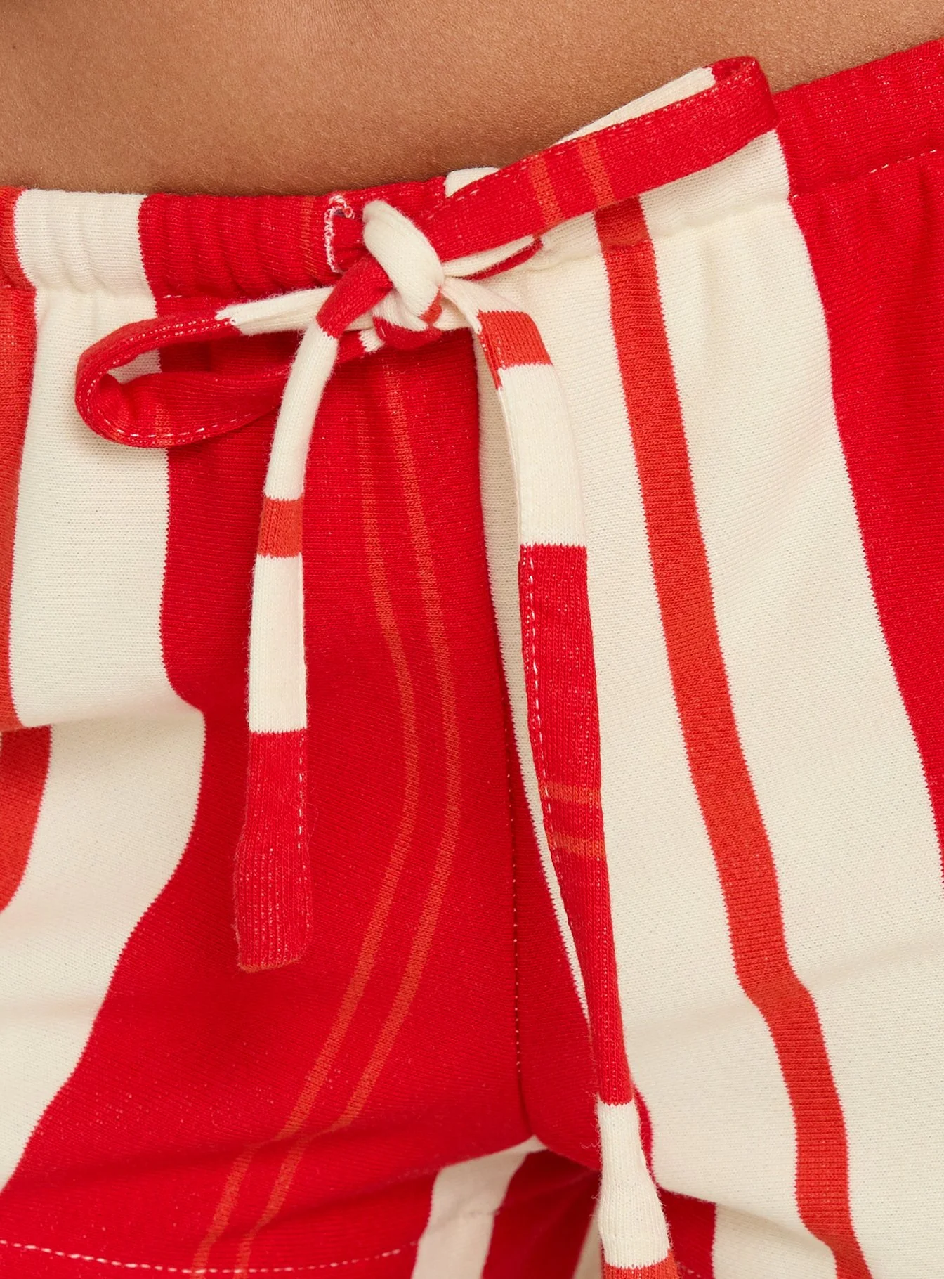 Dreamea Knit Tie Waist Micro Shorts Red Stripe - Image 5