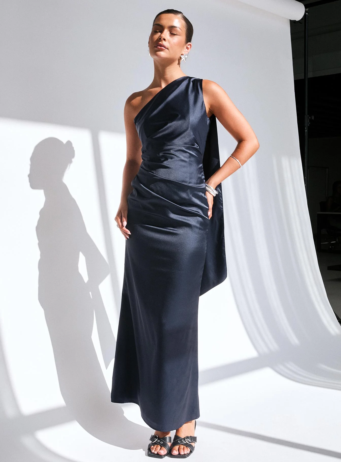 Dulcia One Shoulder Maxi Dress Blue - Image 8