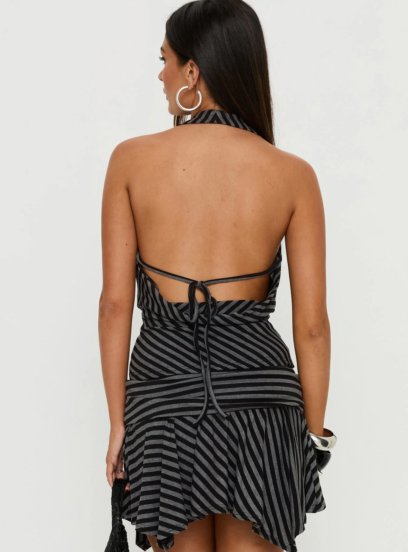 Dyana Cowl Neck Top Grey / Black Stripe - Image 5
