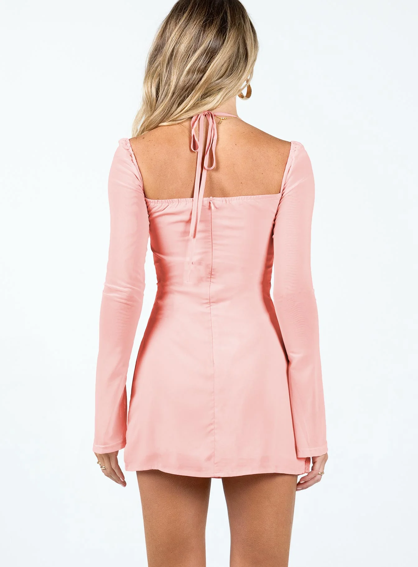 Dyer Sheer Sleeve Mini Dress Pink - Image 5