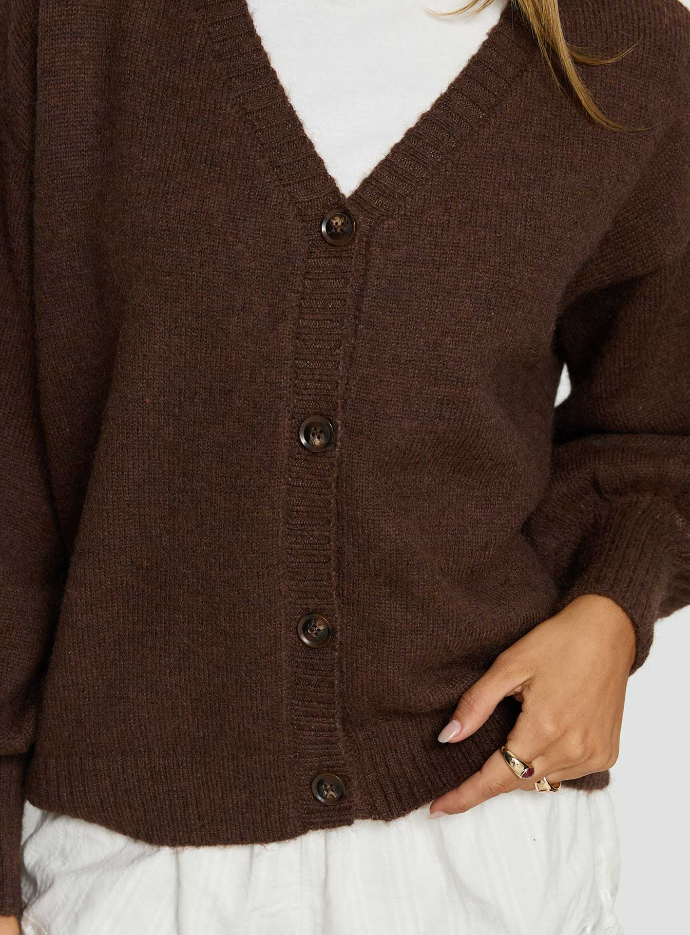 Eartha V Neck Knit Sweater Brown - Image 6