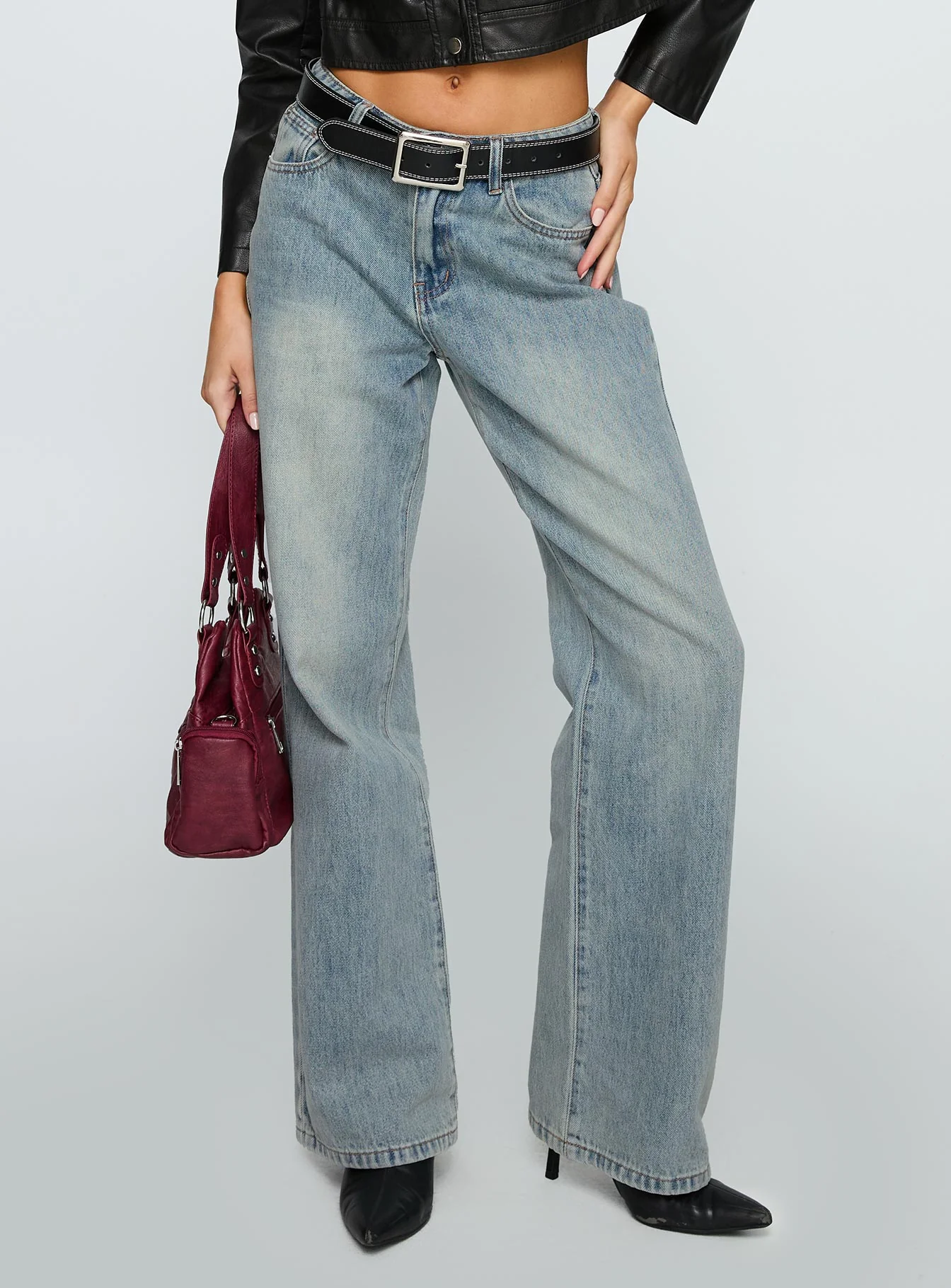 Echo Park High Rise Straight Leg Jeans Vintage Wash - Image 2