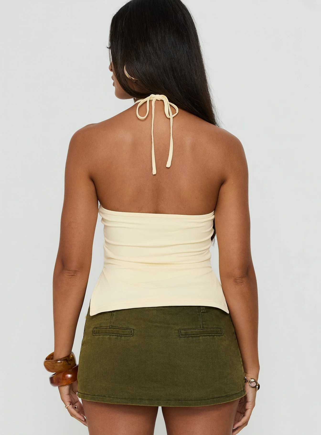 Eiva Arrowneck Button Detail Top Lemon - Image 4