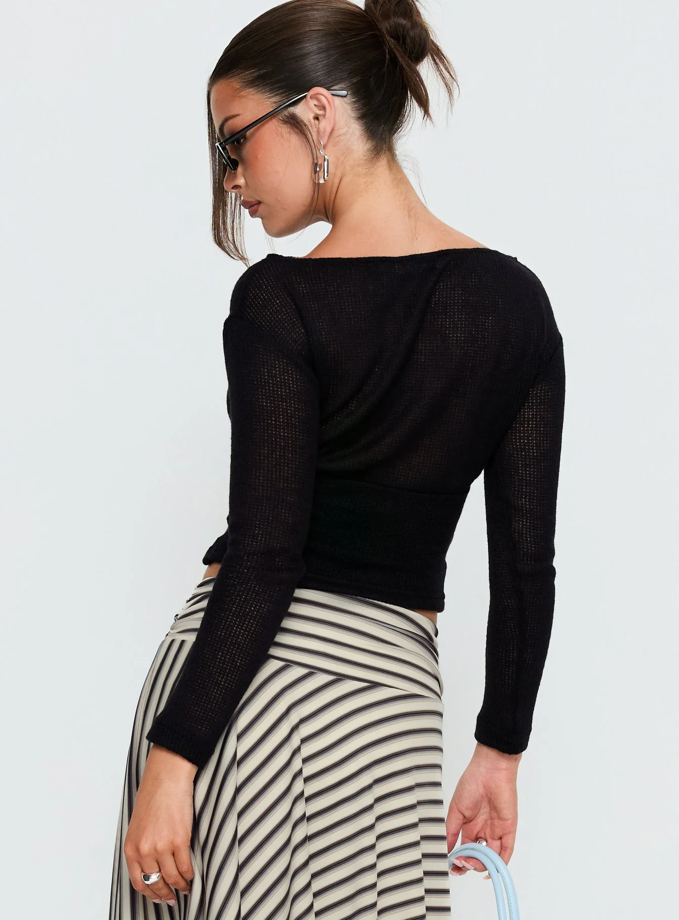 Eladia Cinched Long Sleeve Top Black - Image 5