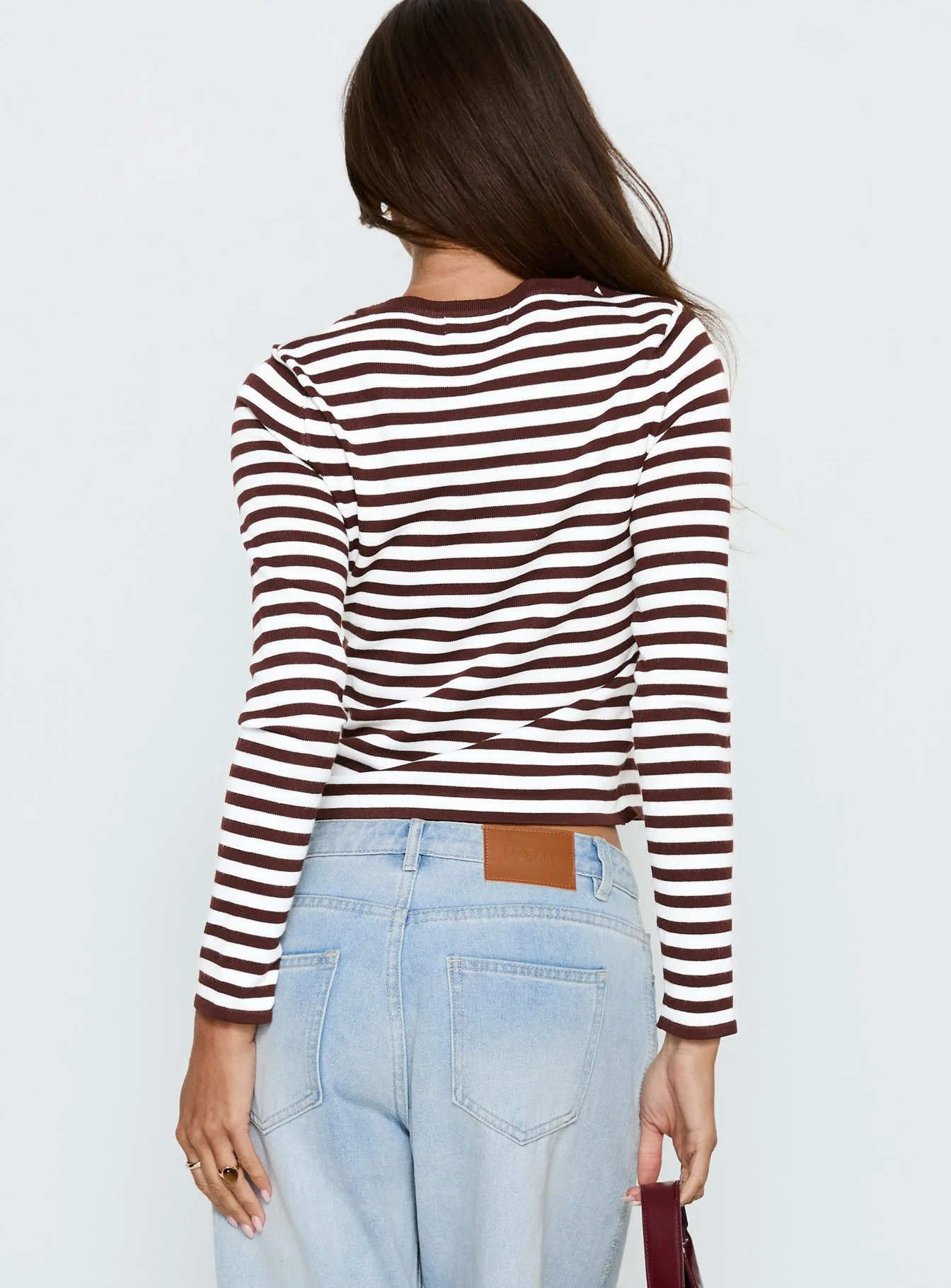 Elcie Button Up Cardigan Brown Stripe - Image 5