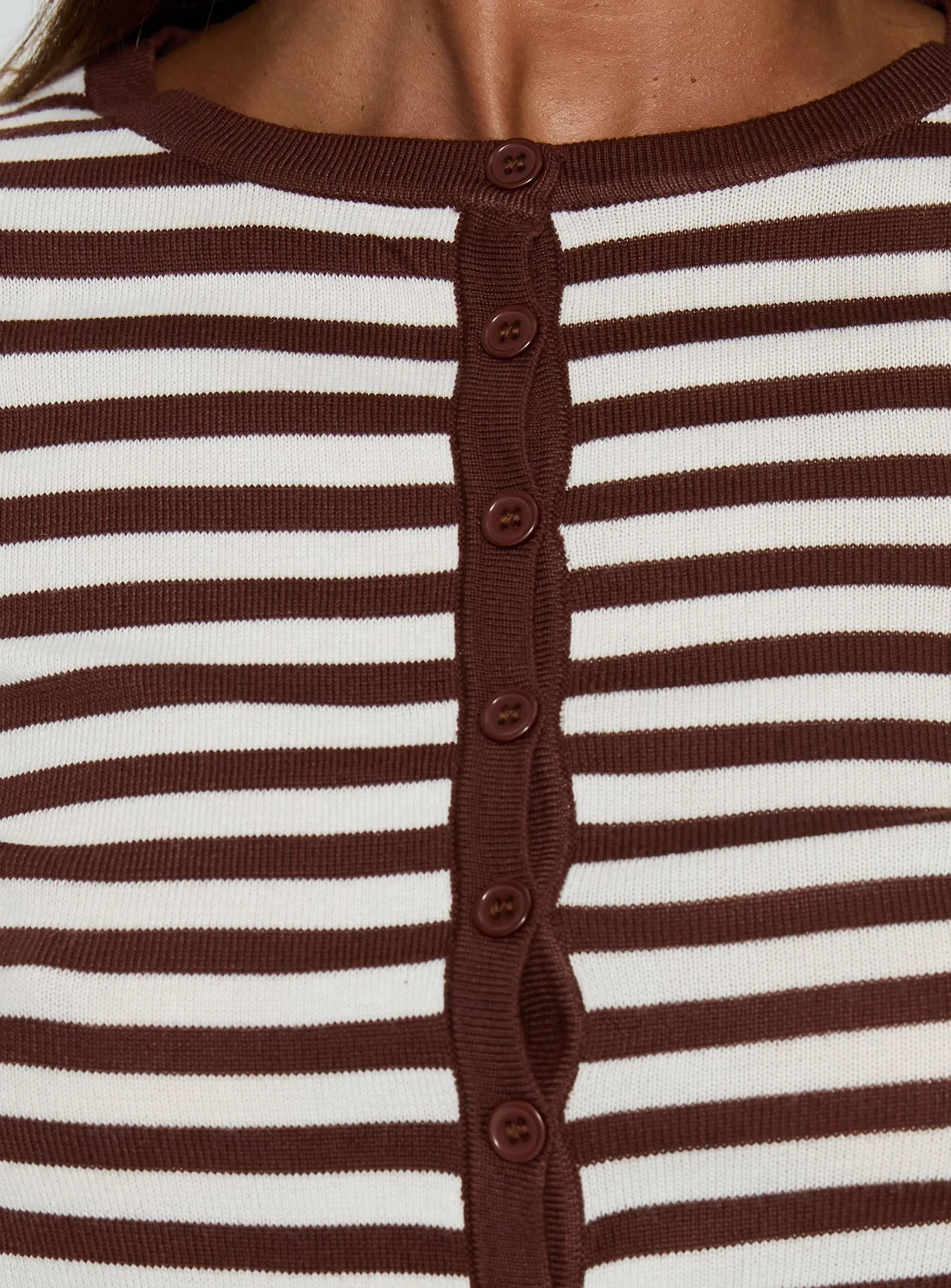 Elcie Button Up Cardigan Brown Stripe - Image 6
