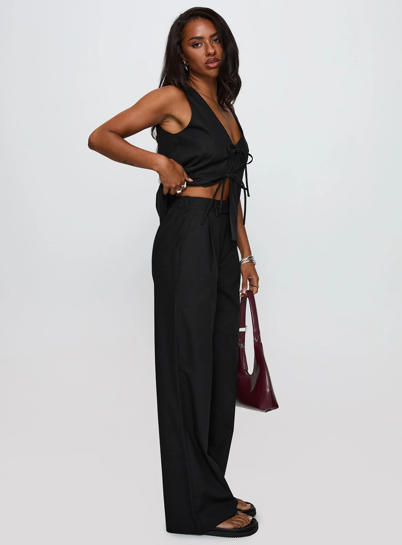 Elegance Tie Front Set Black - Image 5