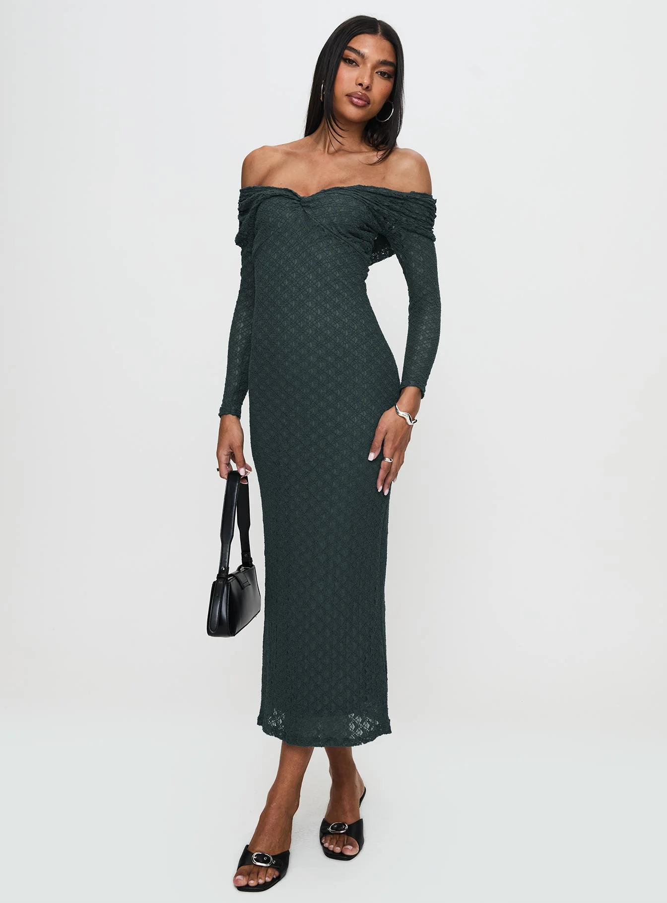 Elexis Off The Shoulder Maxi Dress Blue - Image 2