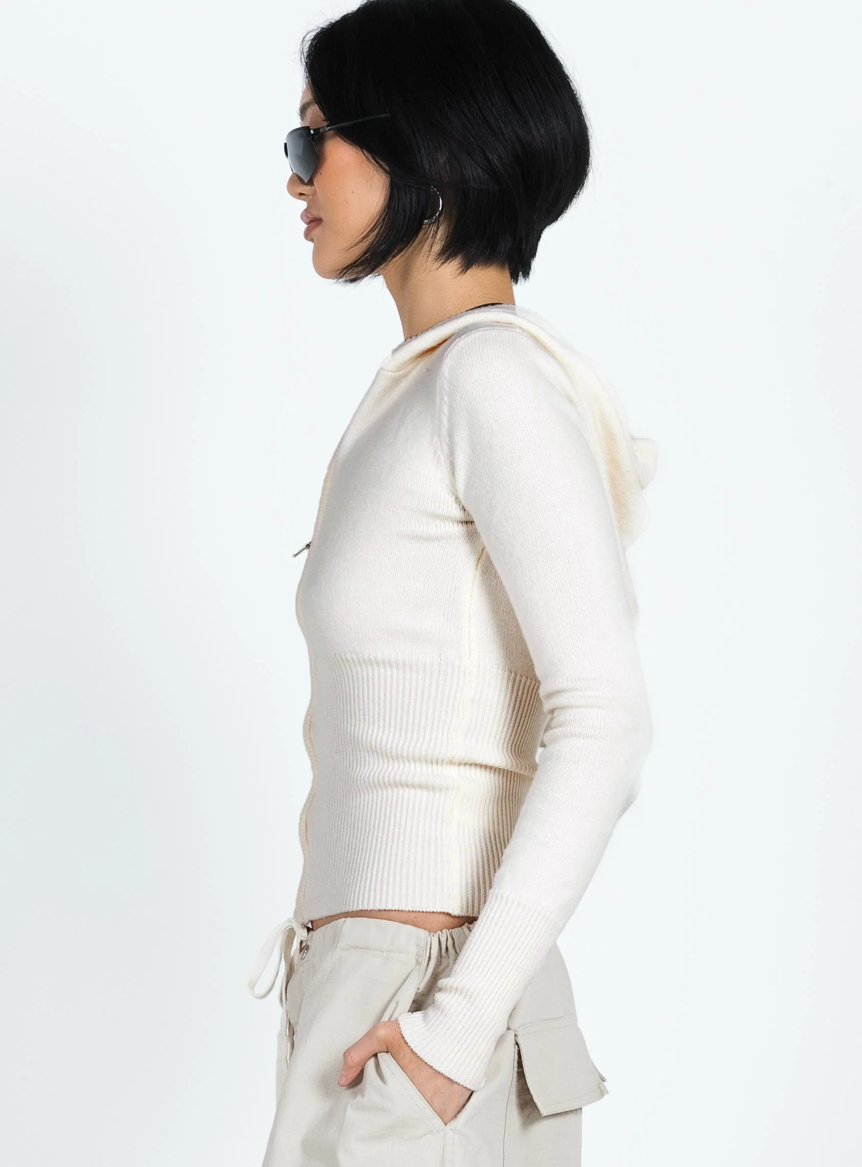 Elingford Zip Up Hooded Sweater Cream - Image 4