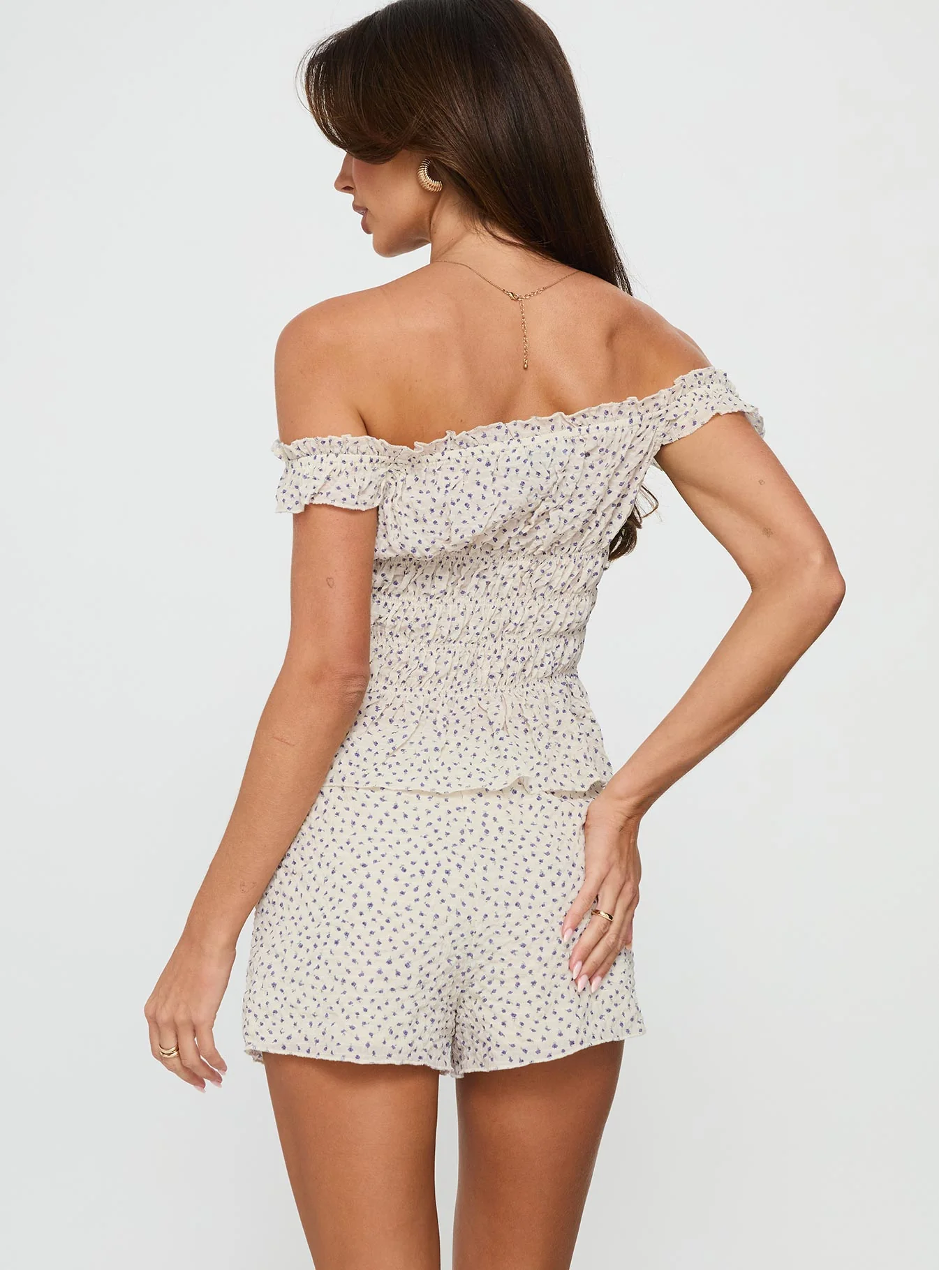 Eliya Shirred Set Cream Floral - Image 5