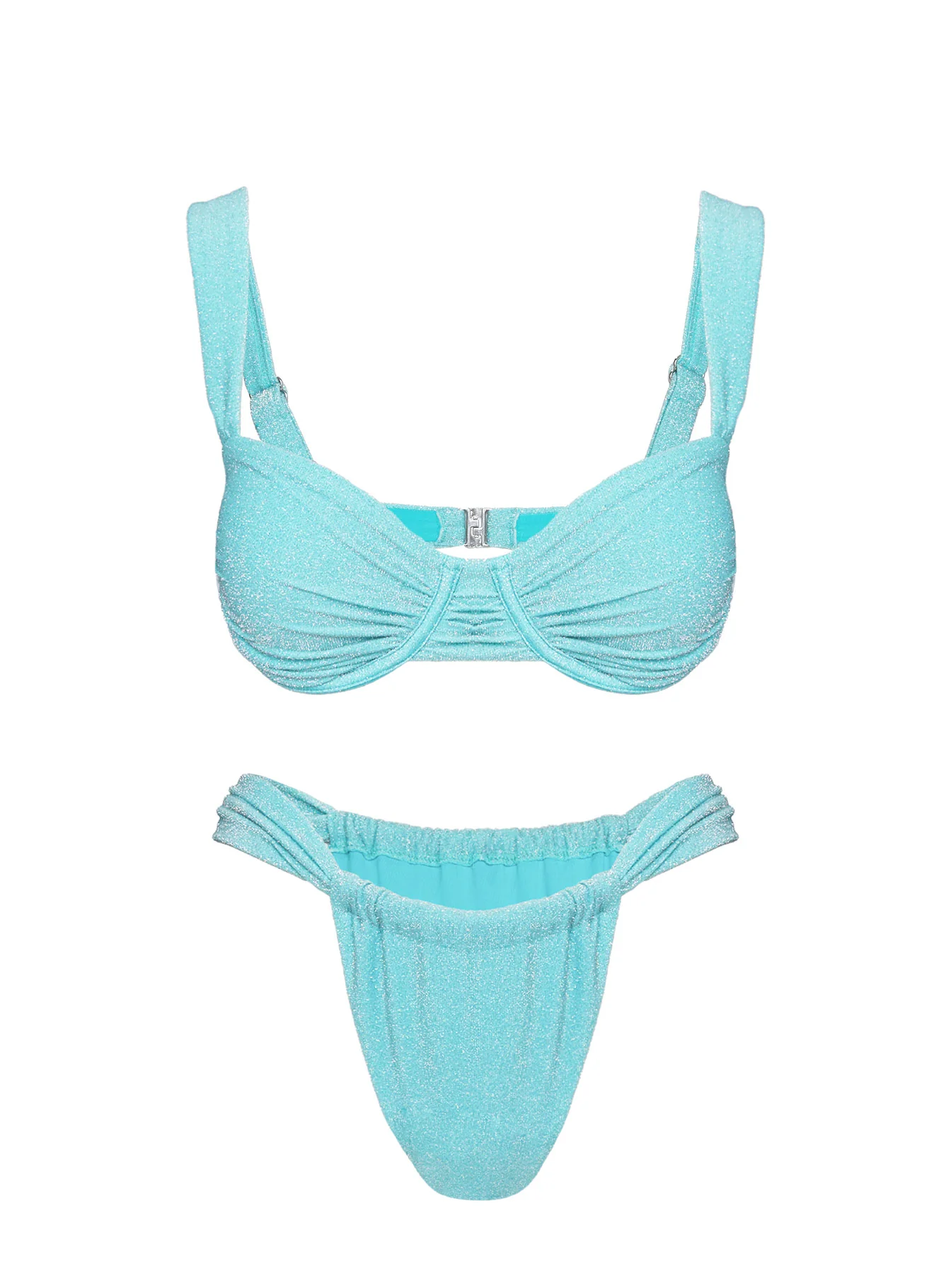 Ellie High Cut Glitter Bikini Bottoms Blue - Image 5