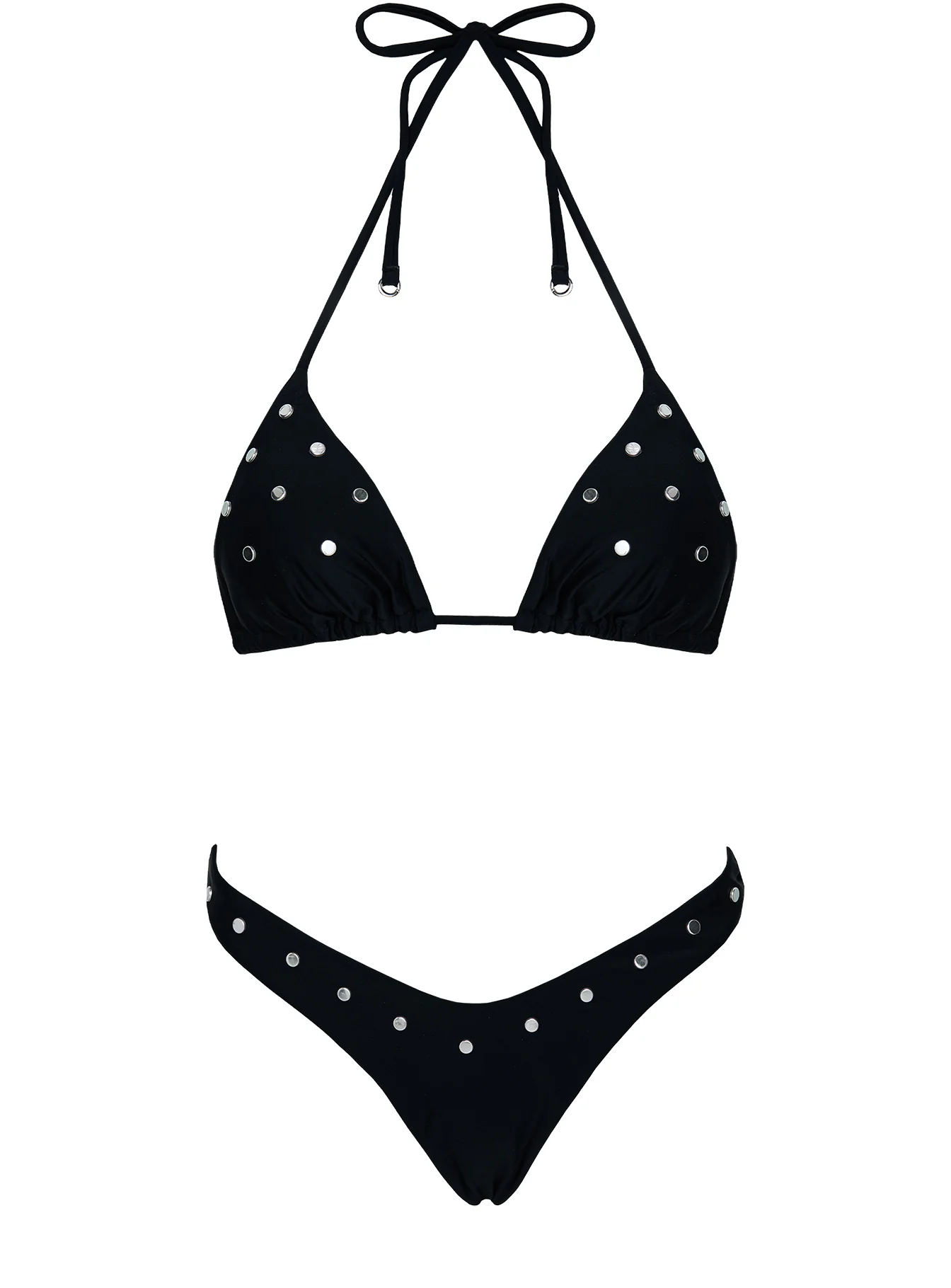 Ellie High Cut Studded Bikini Bottoms Black - Image 5