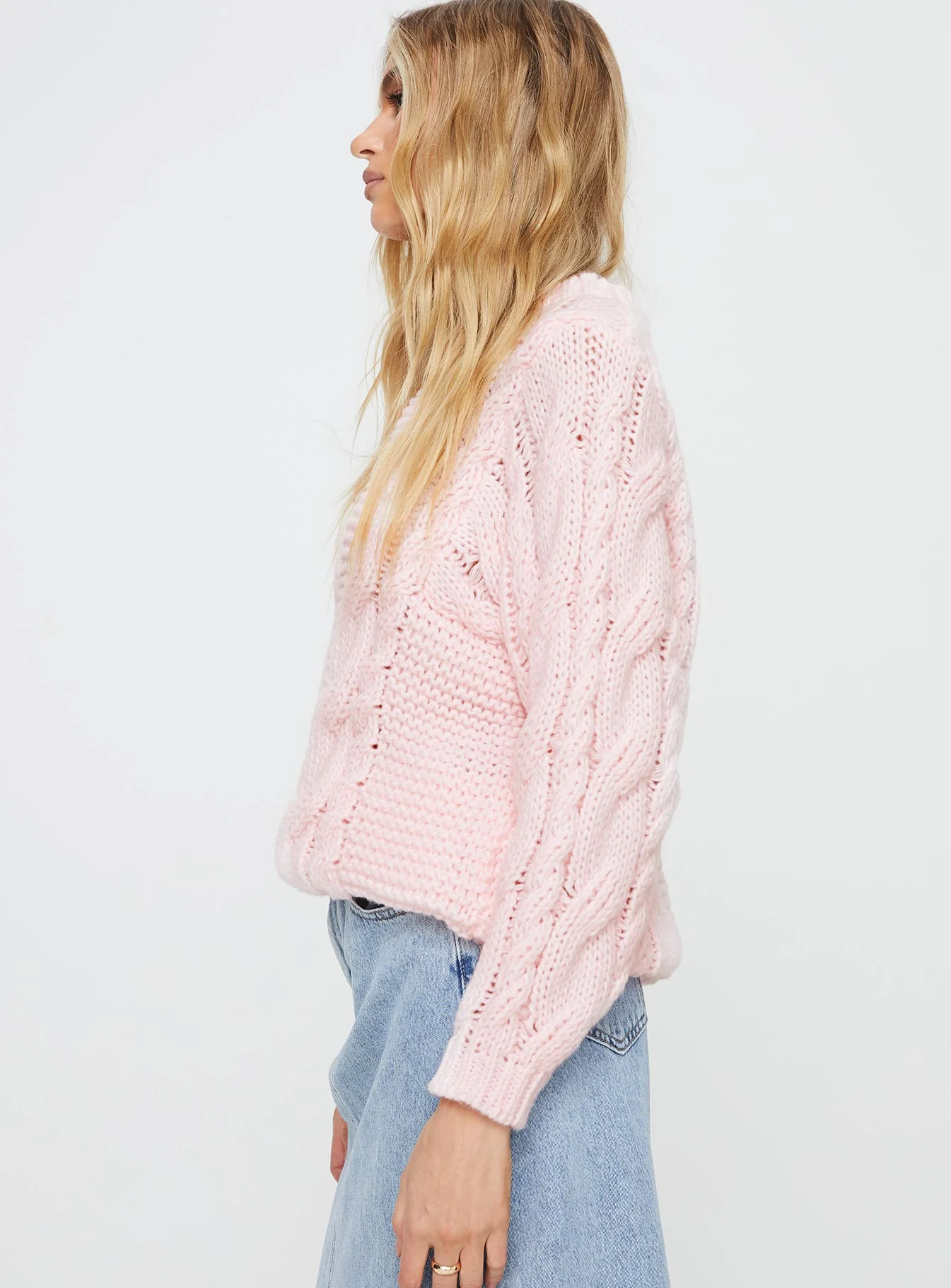 Ellison Cable Knit Sweater Blush Pink - Image 4