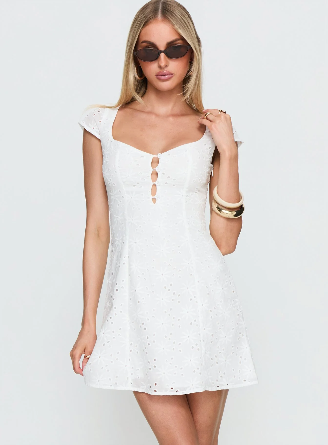 Eloisette Anglaise Mini Dress White - Image 2