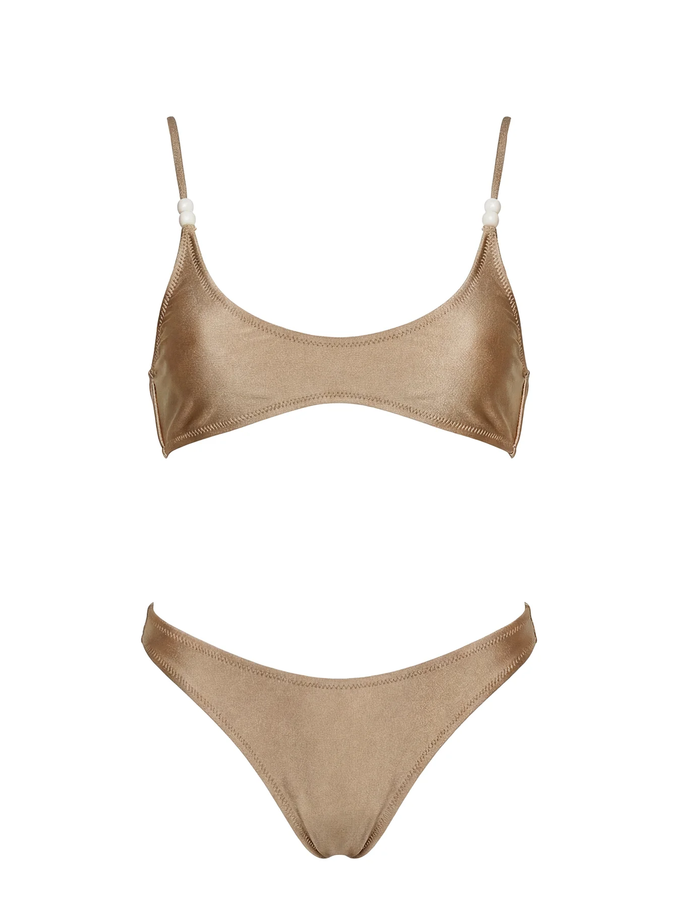 Elouana Beaded Scoop Bikini Top Gold - Image 5