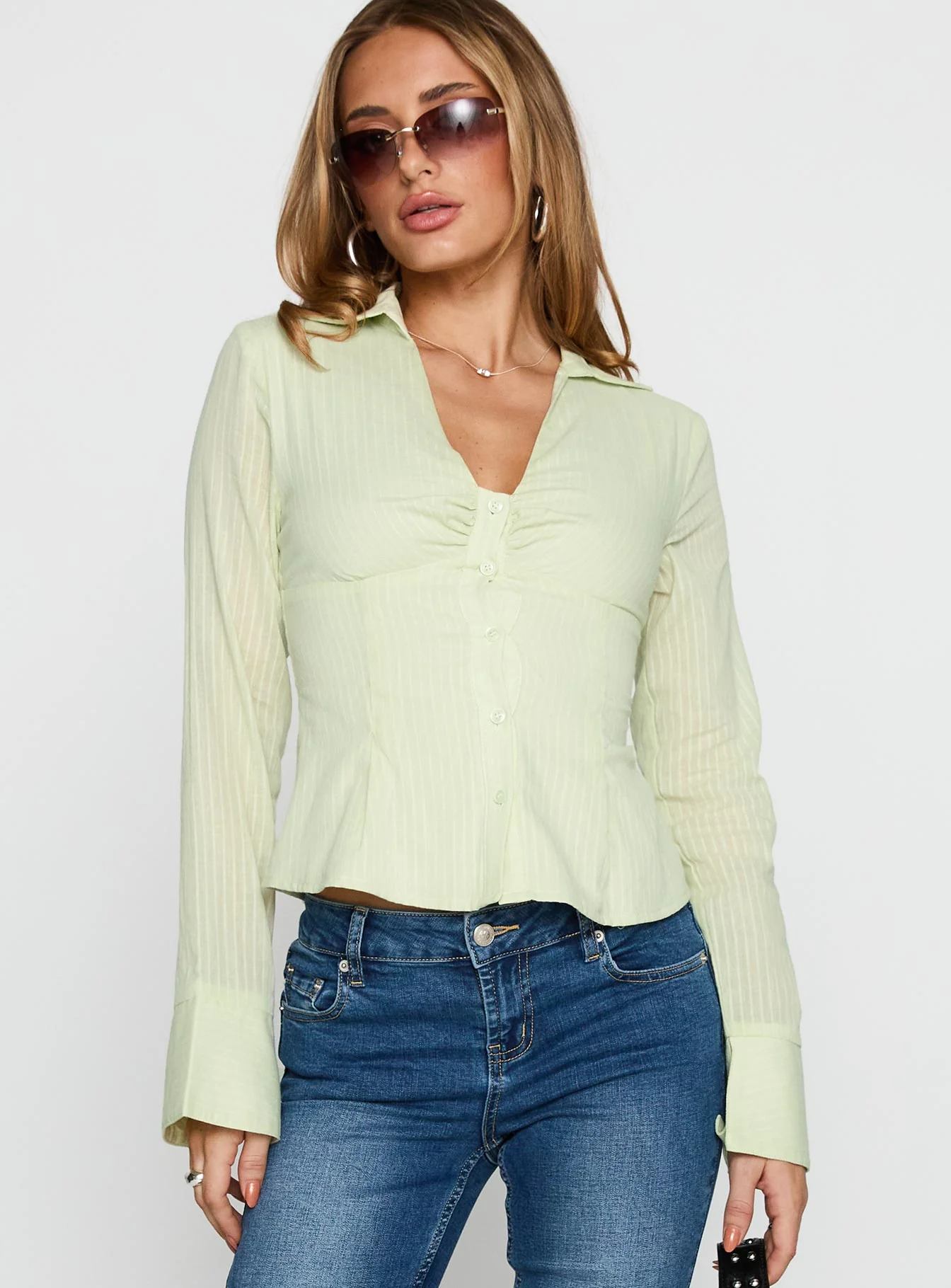Elowenn Long Sleeve Top Green - Image 2