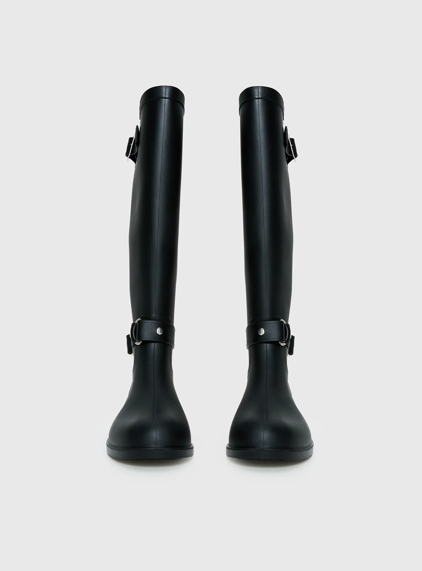 Elvera Buckle Detail Rubber Gumboots Black - Image 3