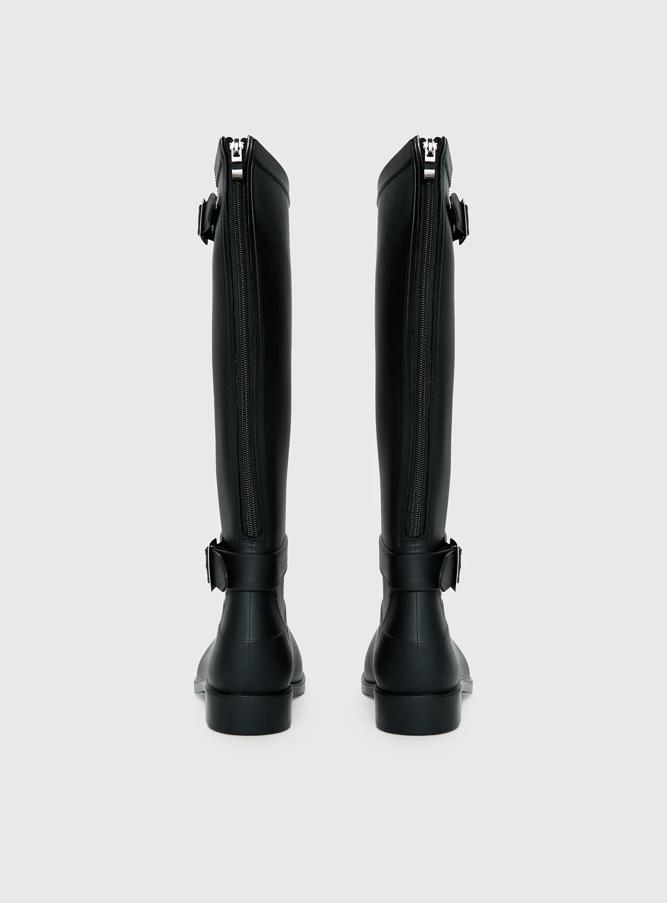 Elvera Buckle Detail Rubber Gumboots Black - Image 4