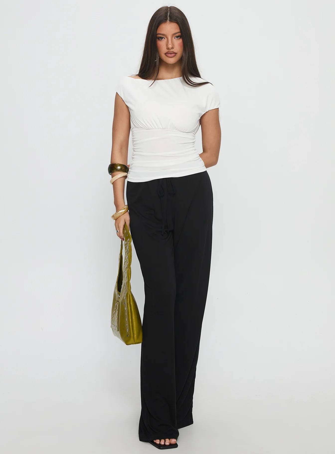 Emelyne Cinched Waist Top White - Image 3