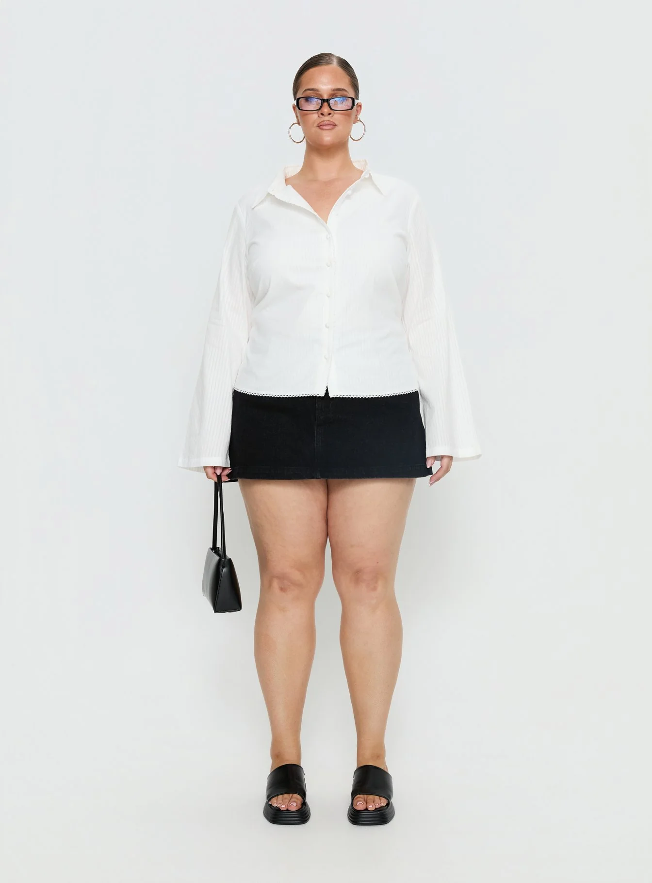 Emersonne Button Up Top White Curve - Image 7