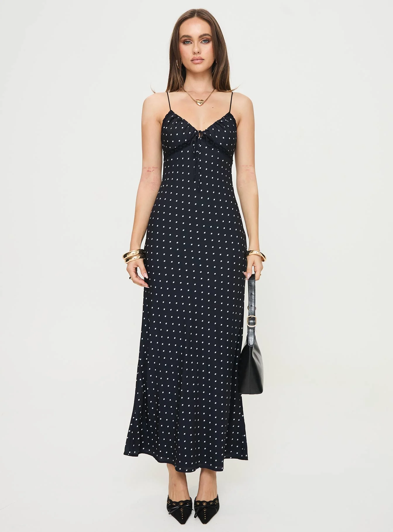 Emily Maxi Dress Black Polka Dot - Image 7