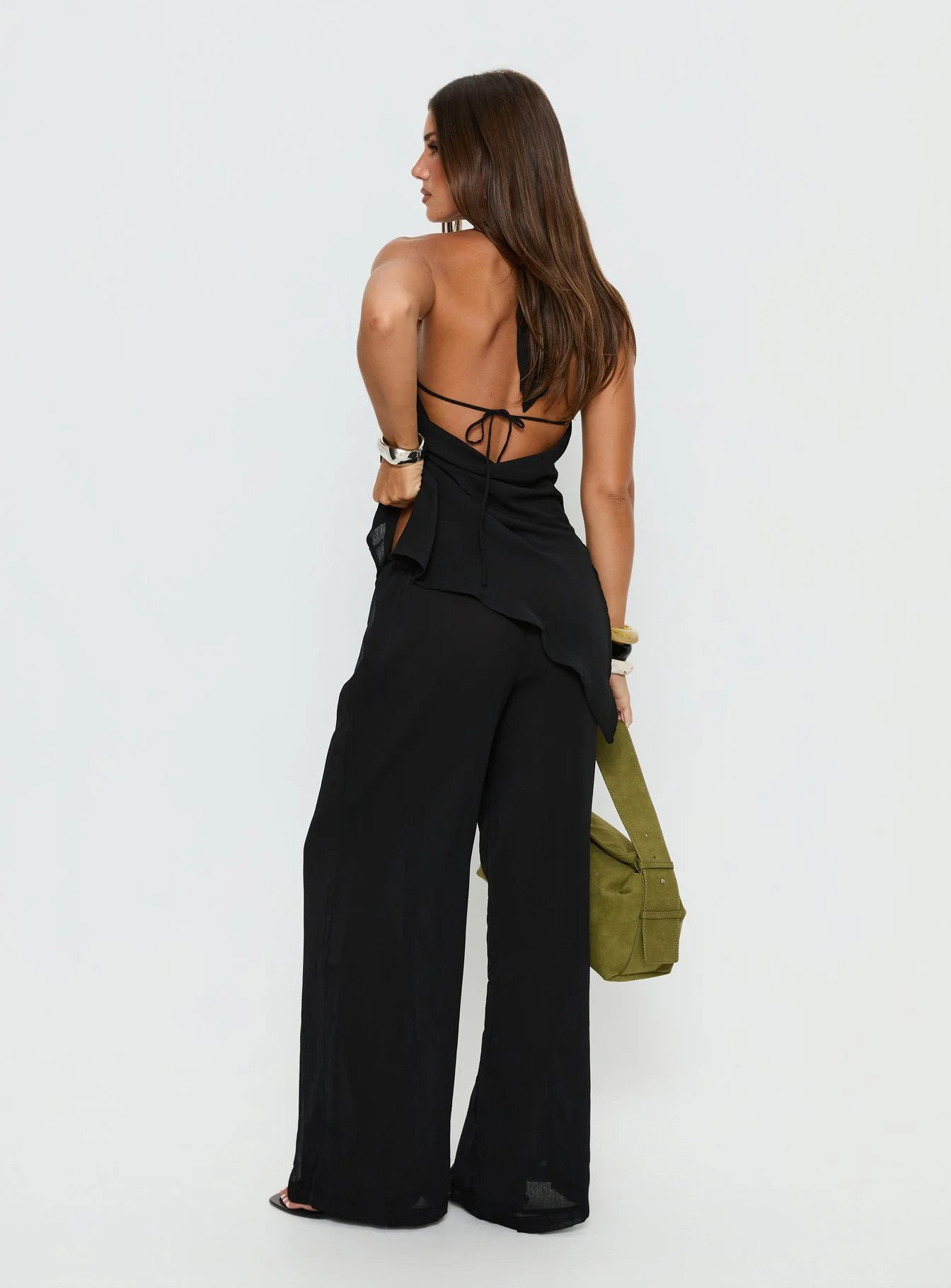 Emorisa Mid Rise Chiffon Pant Black - Image 6