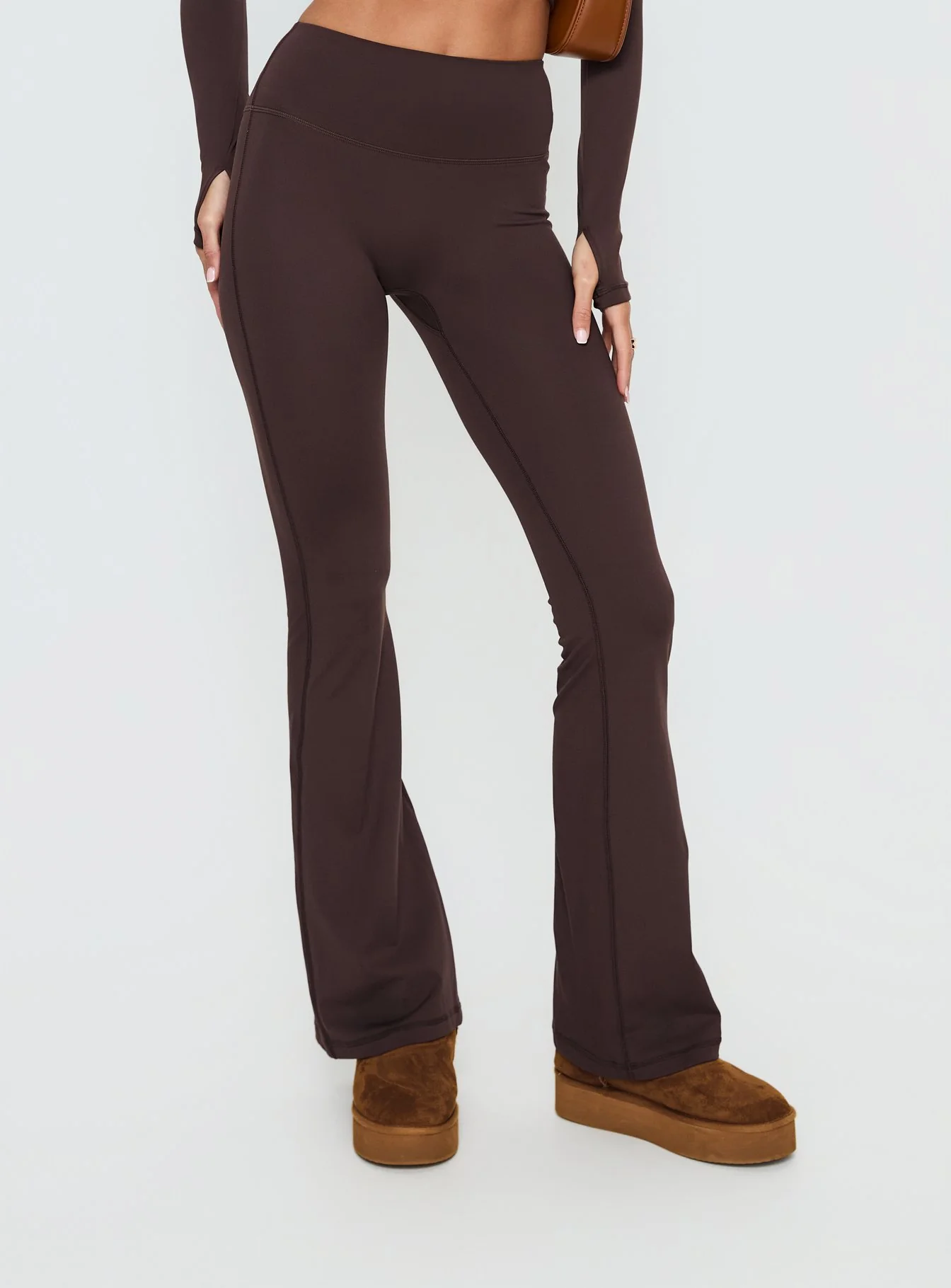 Energize Active Invisible Scrunch Flare Leggings Brown - Image 2