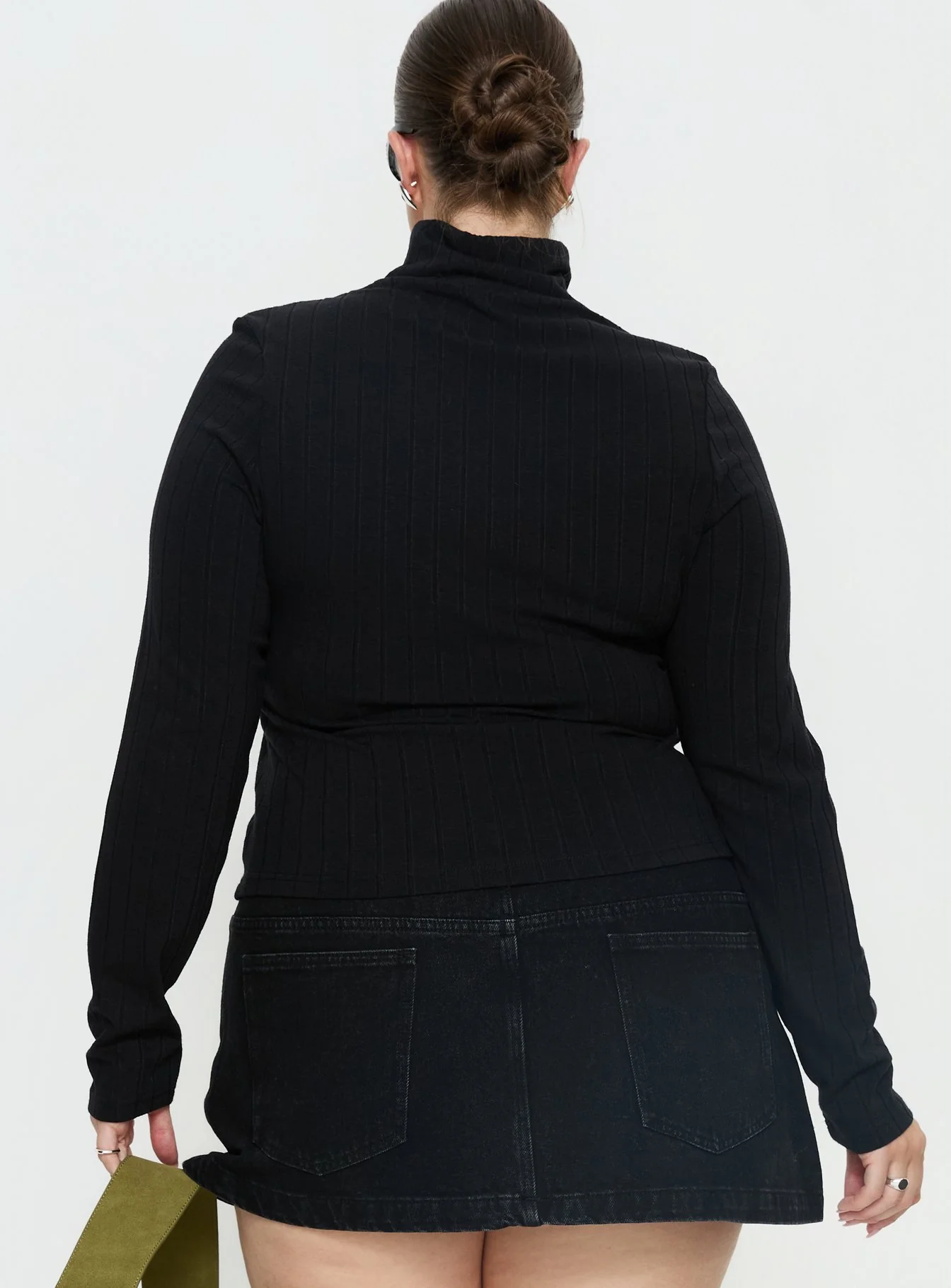 Enisa High Neck Long Sleeve Top Black Curve - Image 5