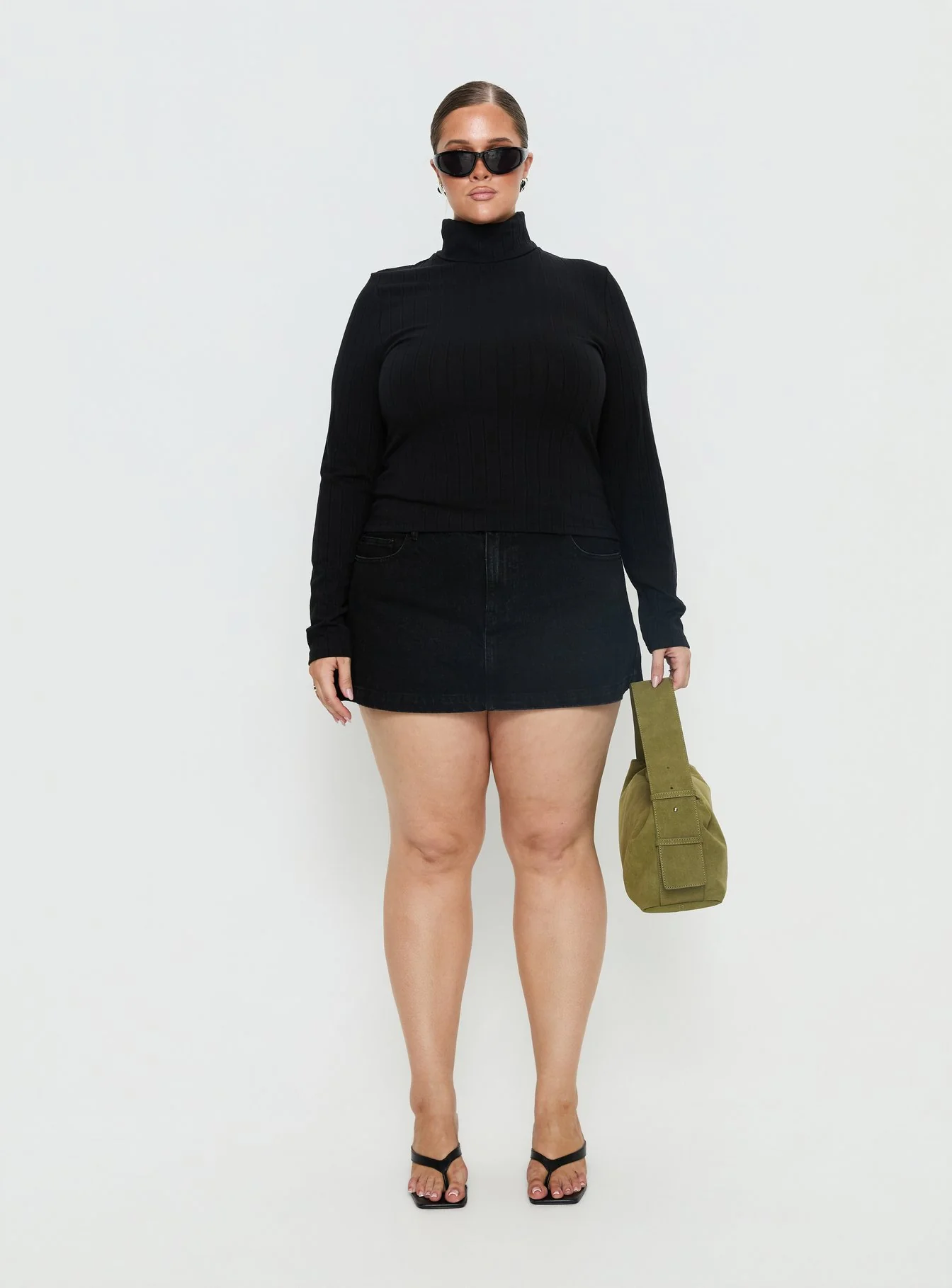 Enisa High Neck Long Sleeve Top Black Curve - Image 7