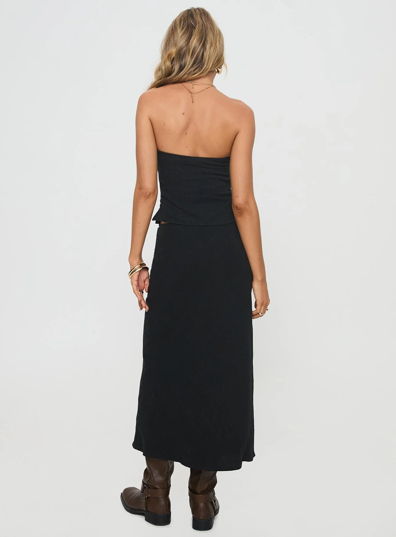 Ermias Linen Blend Midi Skirt Black - Image 5