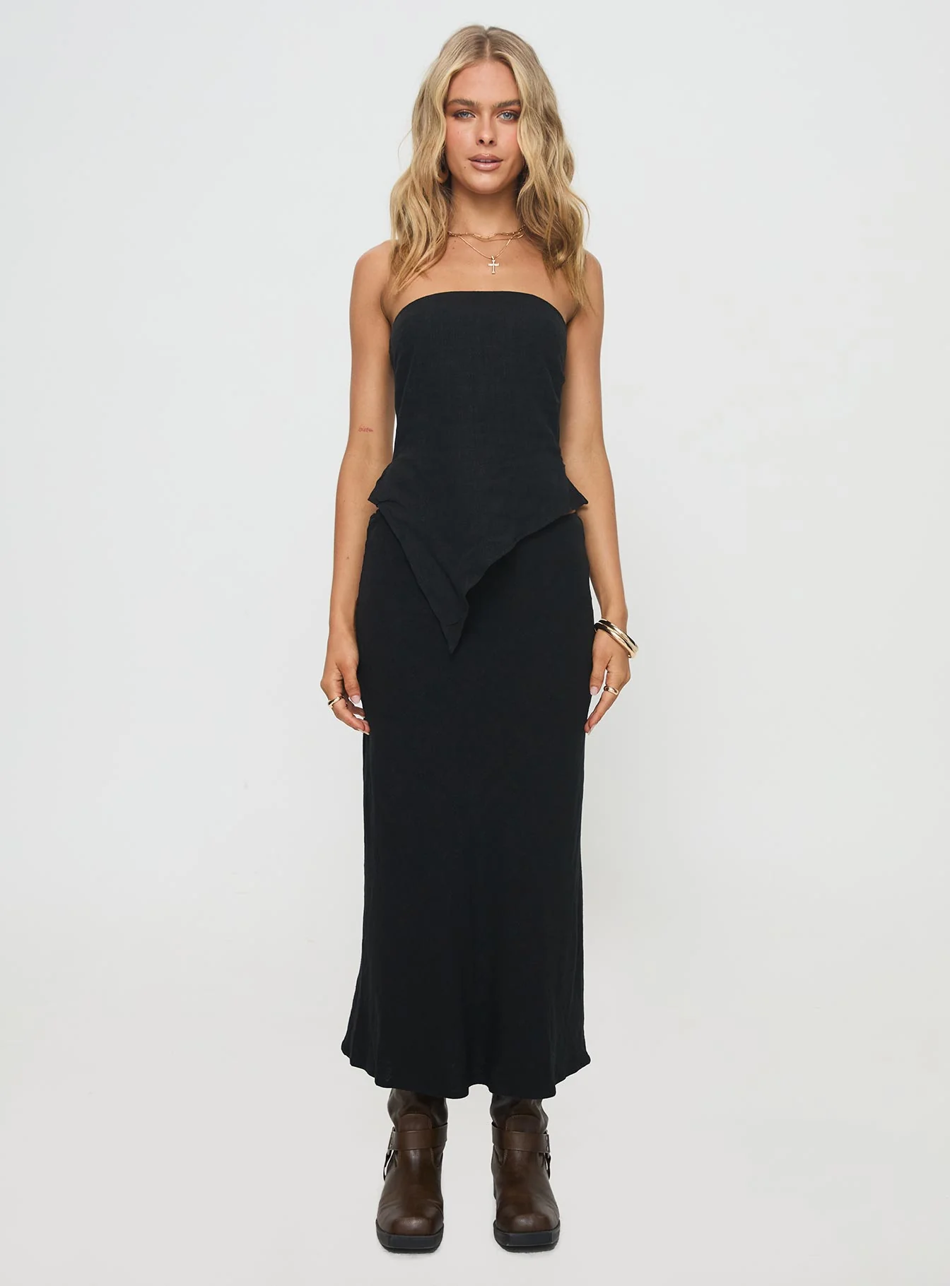 Ermias Linen Blend Midi Skirt Black - Image 7