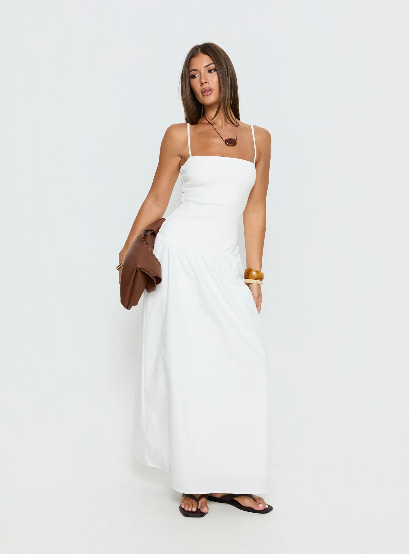 Erroll Drop Waist Knit Maxi Dress White - Image 2