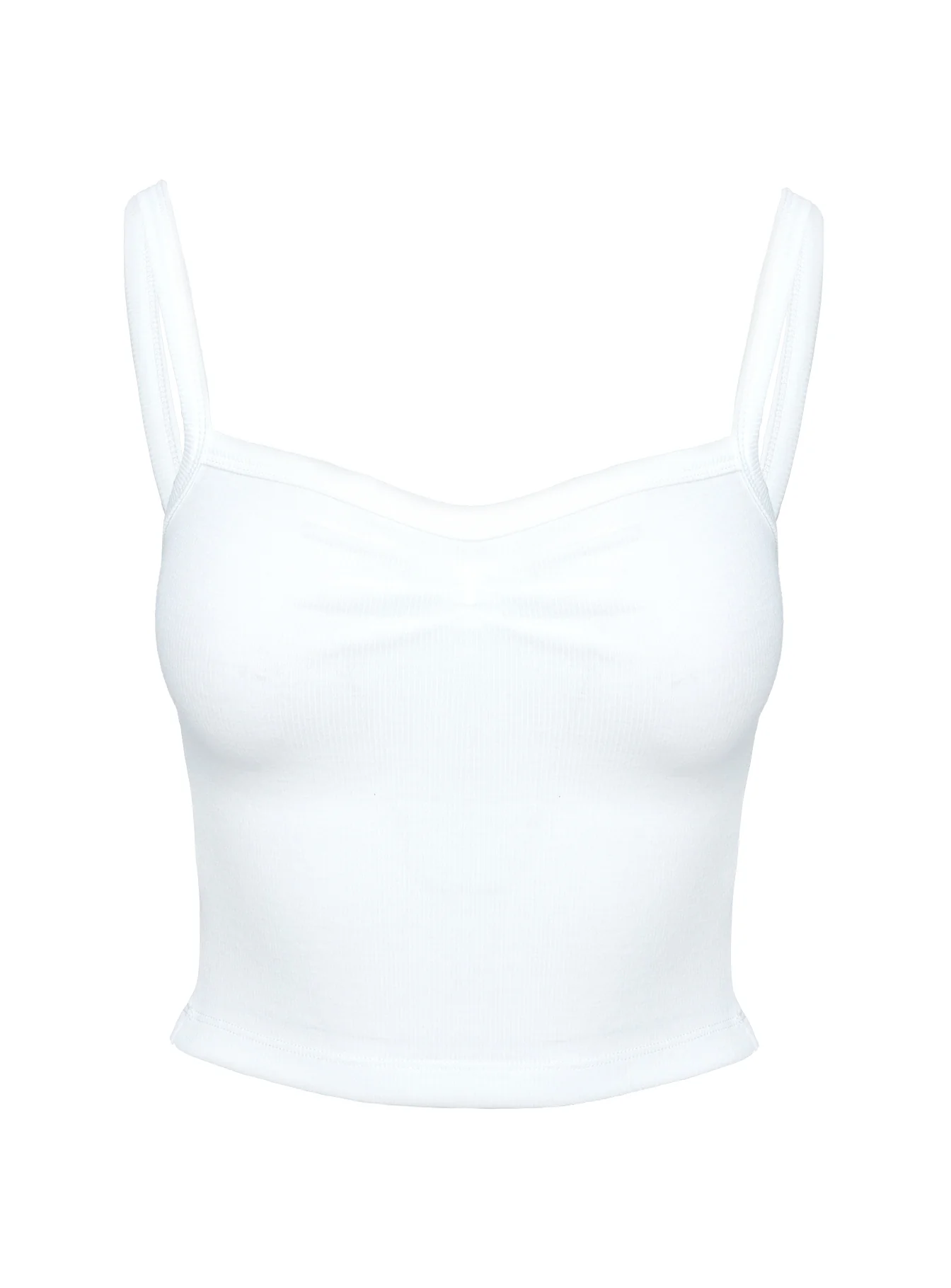 Essentials Ruched Rib Cami Top White - Image 12