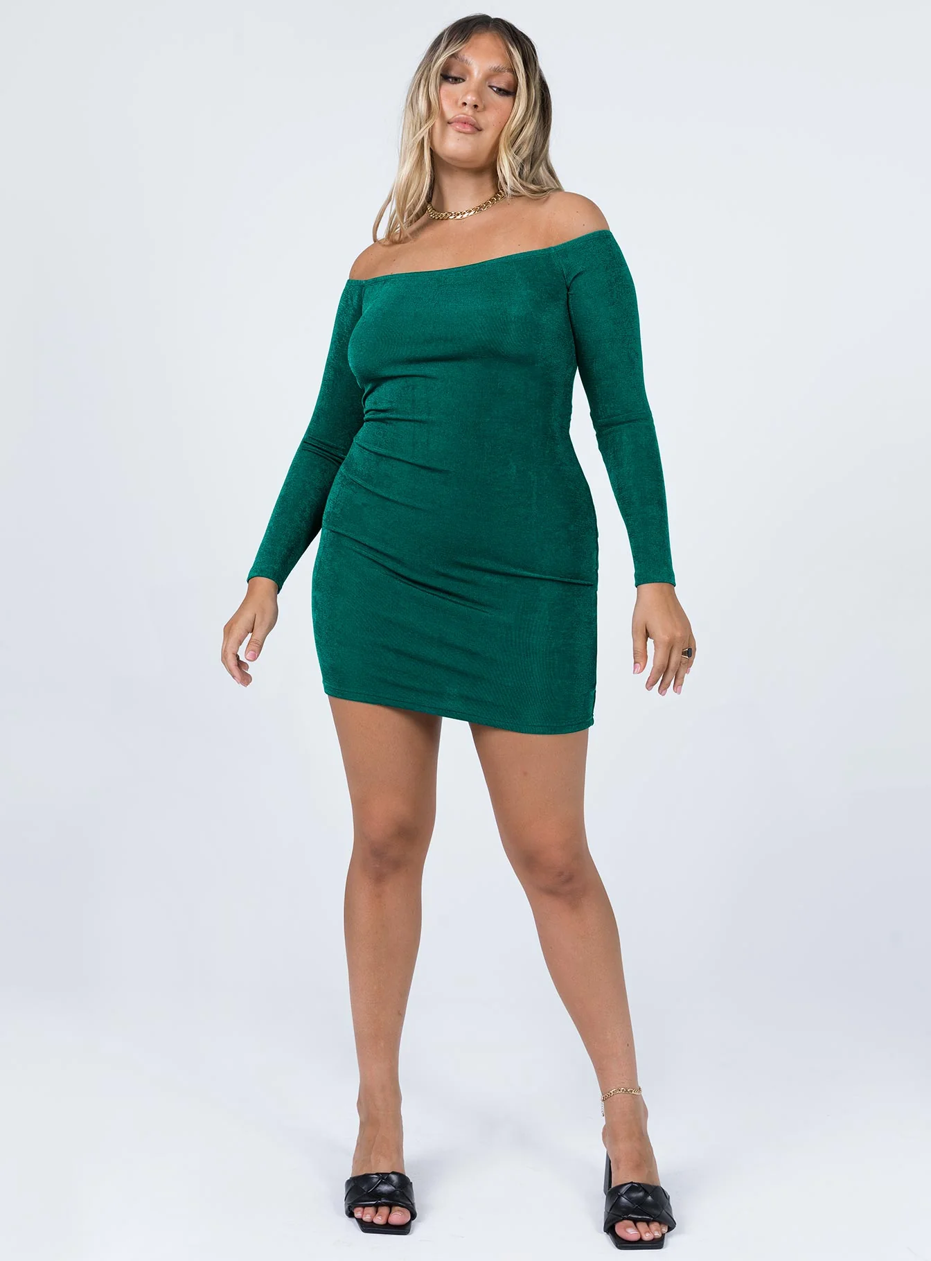 Estelle Mini Dress Green - Image 3