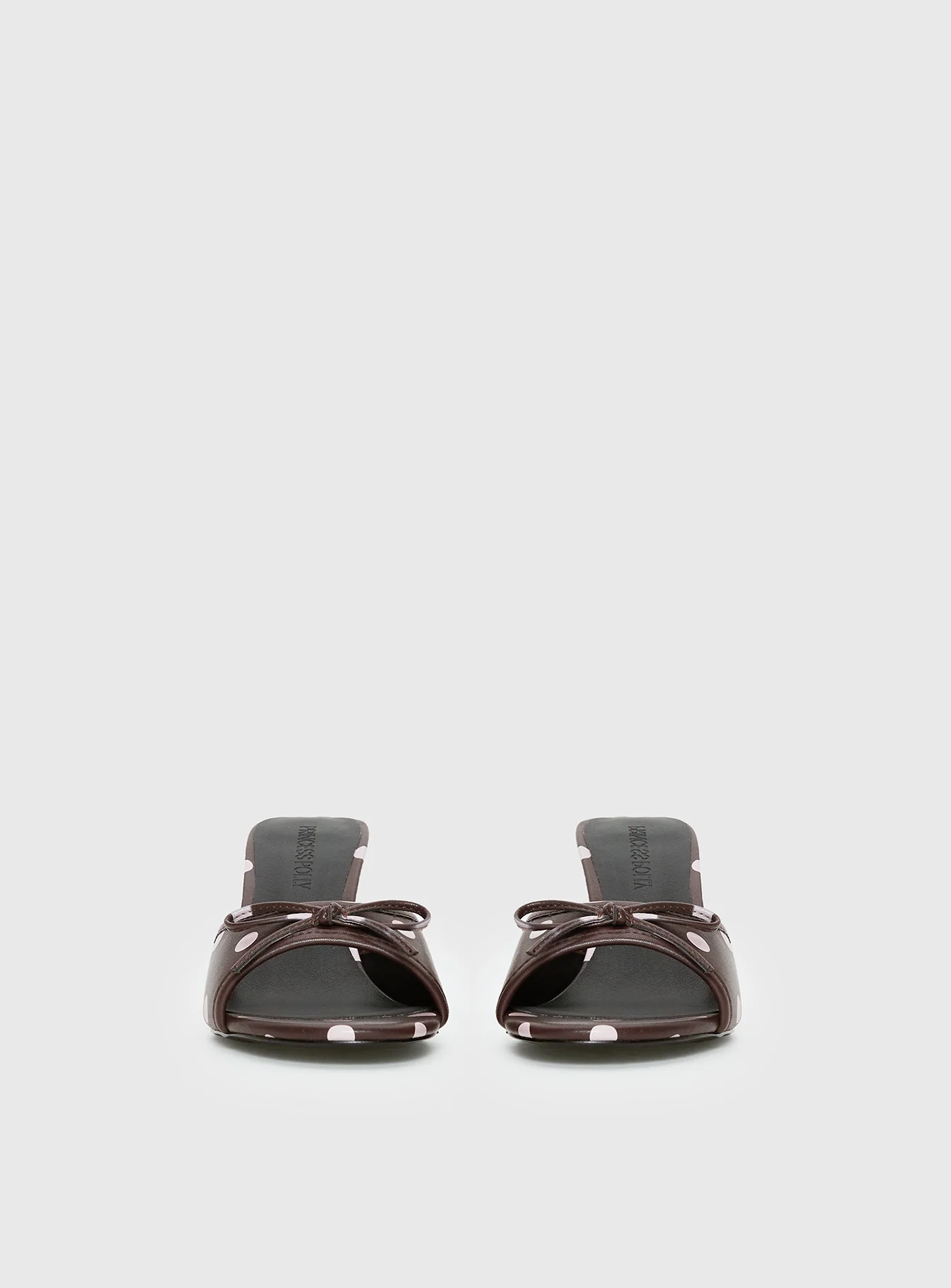 Etiquette Peep Toe Heels Brown / Pink Polka - Image 3